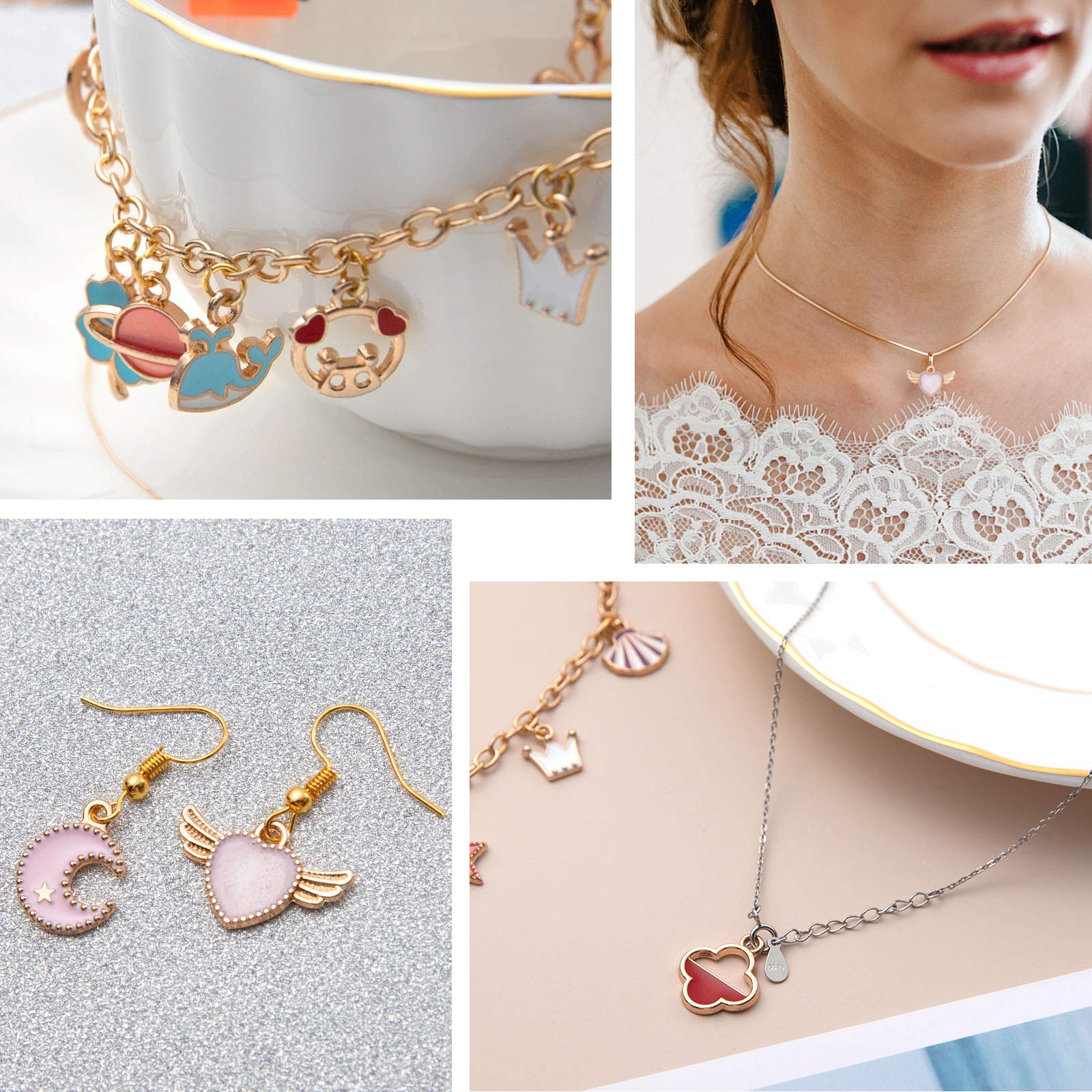 50 Pièces Mixtes Minuscules émail Charms, Breloque Pour Bracelet, Fabrication De Bijoux, Pour Boucles D'oreilles, Colliers, Pendentifs, Projets