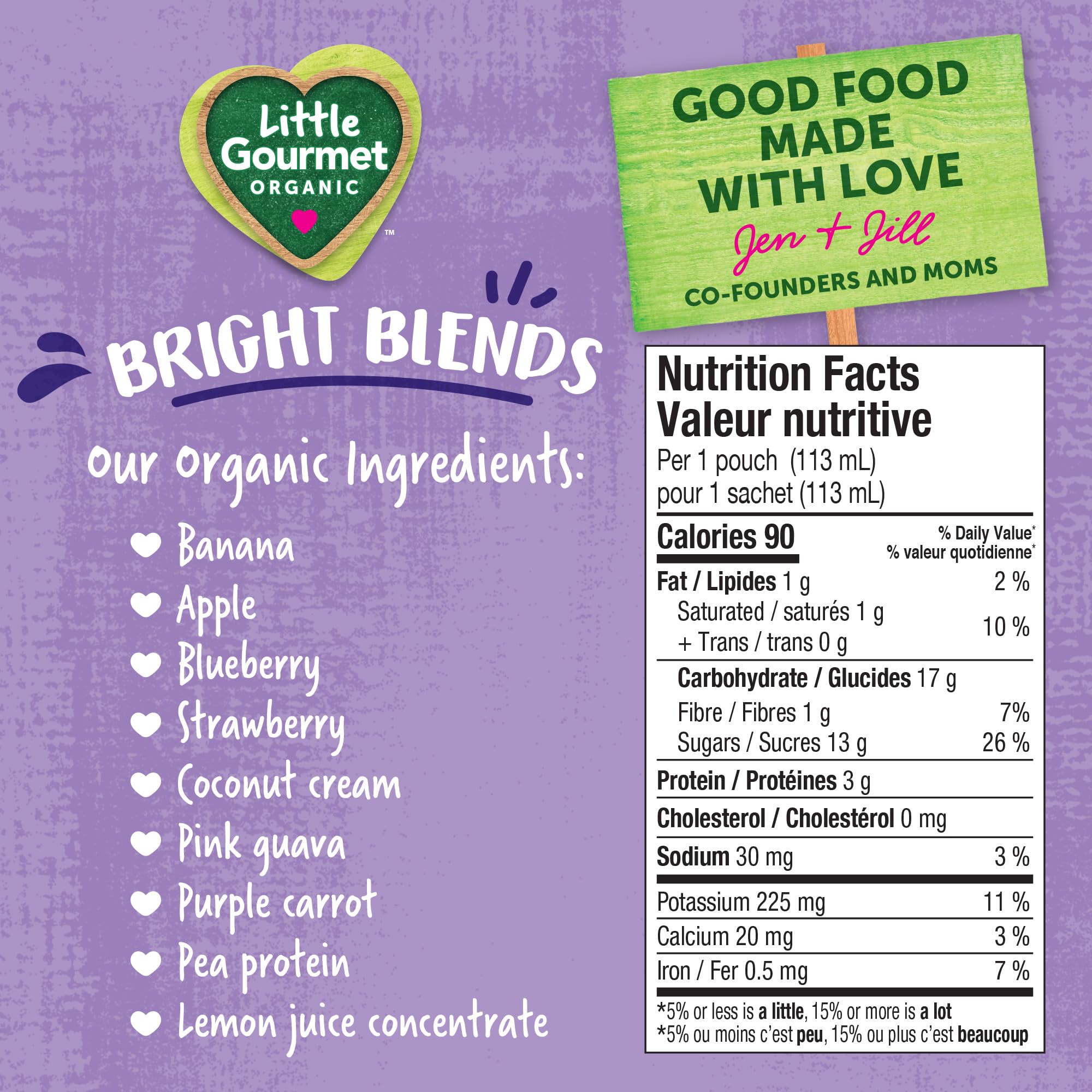 Little Gourmet Organic Toddler Snack Bright Blends Banana Blueberry Strawberry Guava, 113ml (12 Pack) - 4