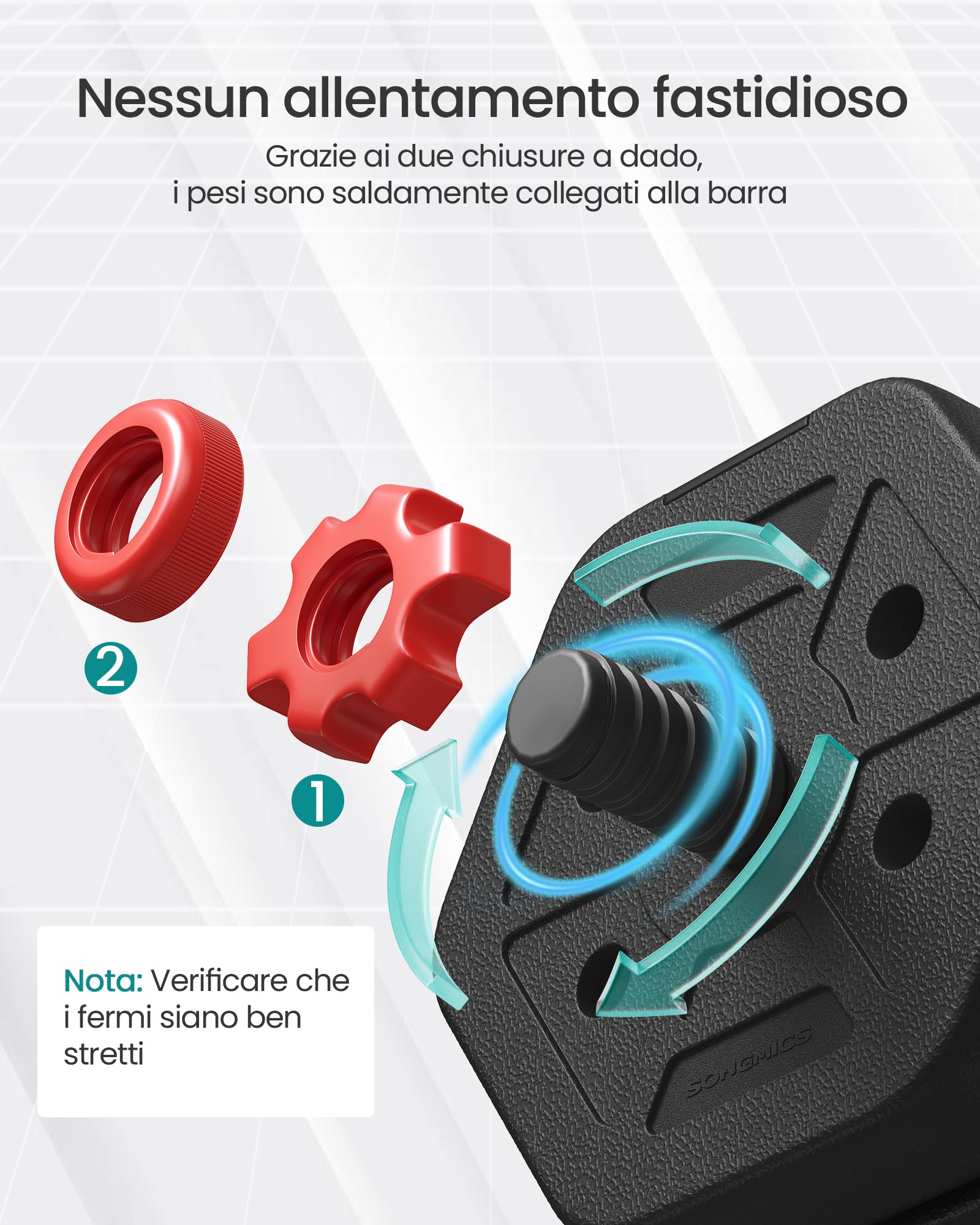 SONGMICS Set di Manubri con Barra di Collegamento, Manubri Corti, Peso Esagonale per Allenamento, Fitness, Sollevamento Pesi a Casa, Palestra