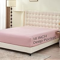 Vista 11 de Simple&Opulence Linen Fitted Sheet (1 Piece) - 14 Inch Deep Pocket Mattress Cover Natural Flax Cotton Blended Soft Breathable Bedding - Linen, Full