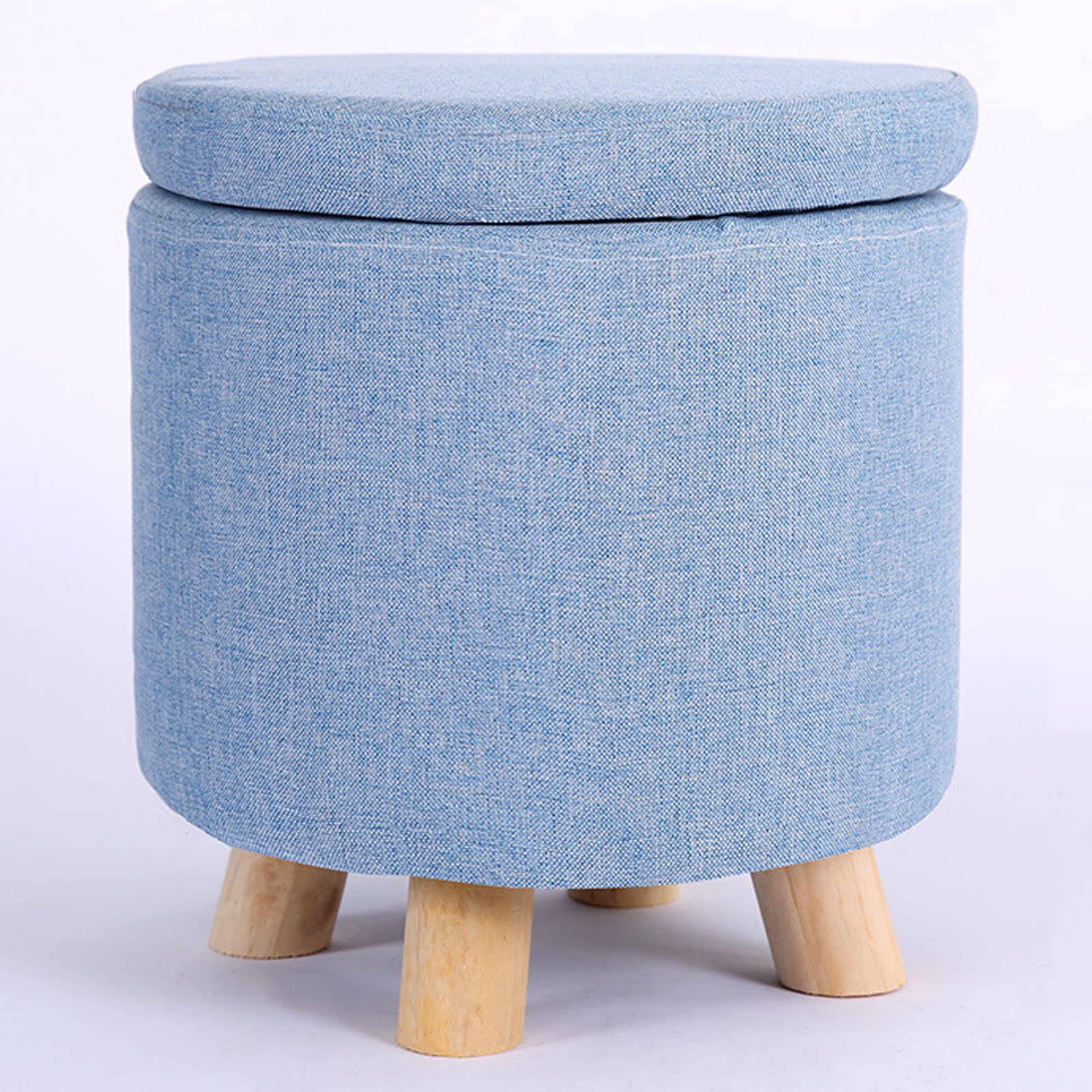 Pouf de rangement rond LUNEZY en lin de haute qualité pour assise premium