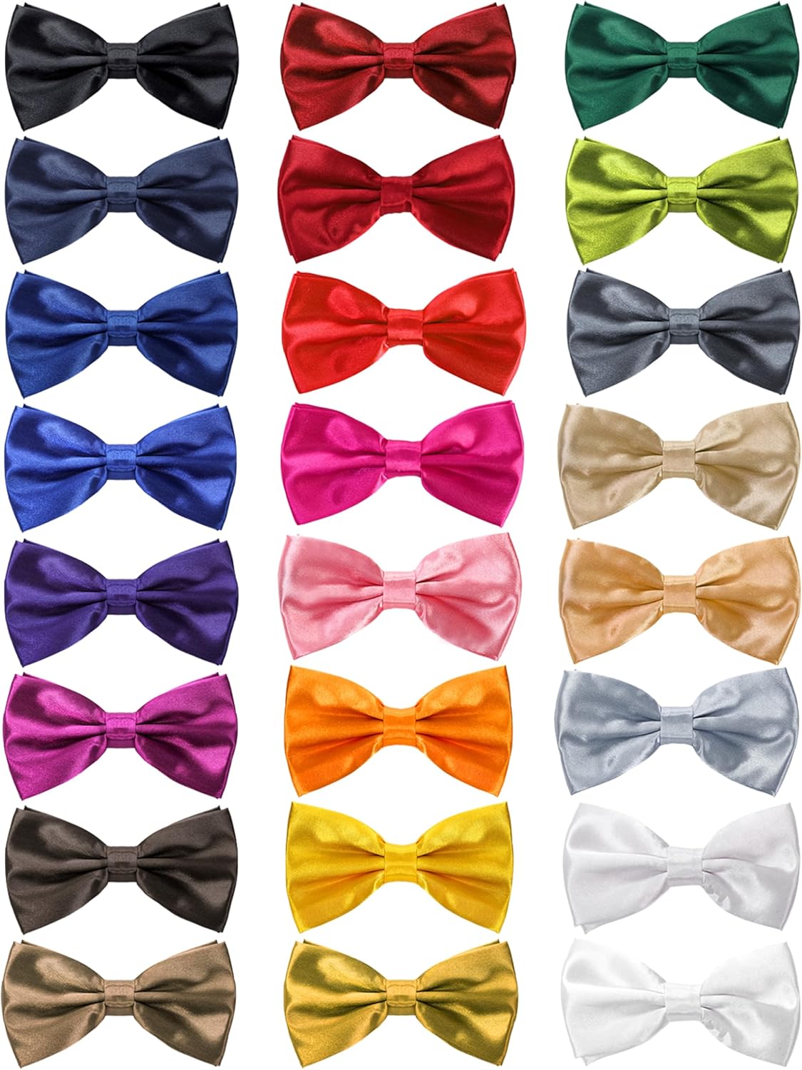 24 Pack Pre Tied Bow Ties, Solid Color Mens Bow Tie for Boys, Adjustable Clip On Bow Ties for Men, Boys Costume, Wedding Celebration, 24 Colors