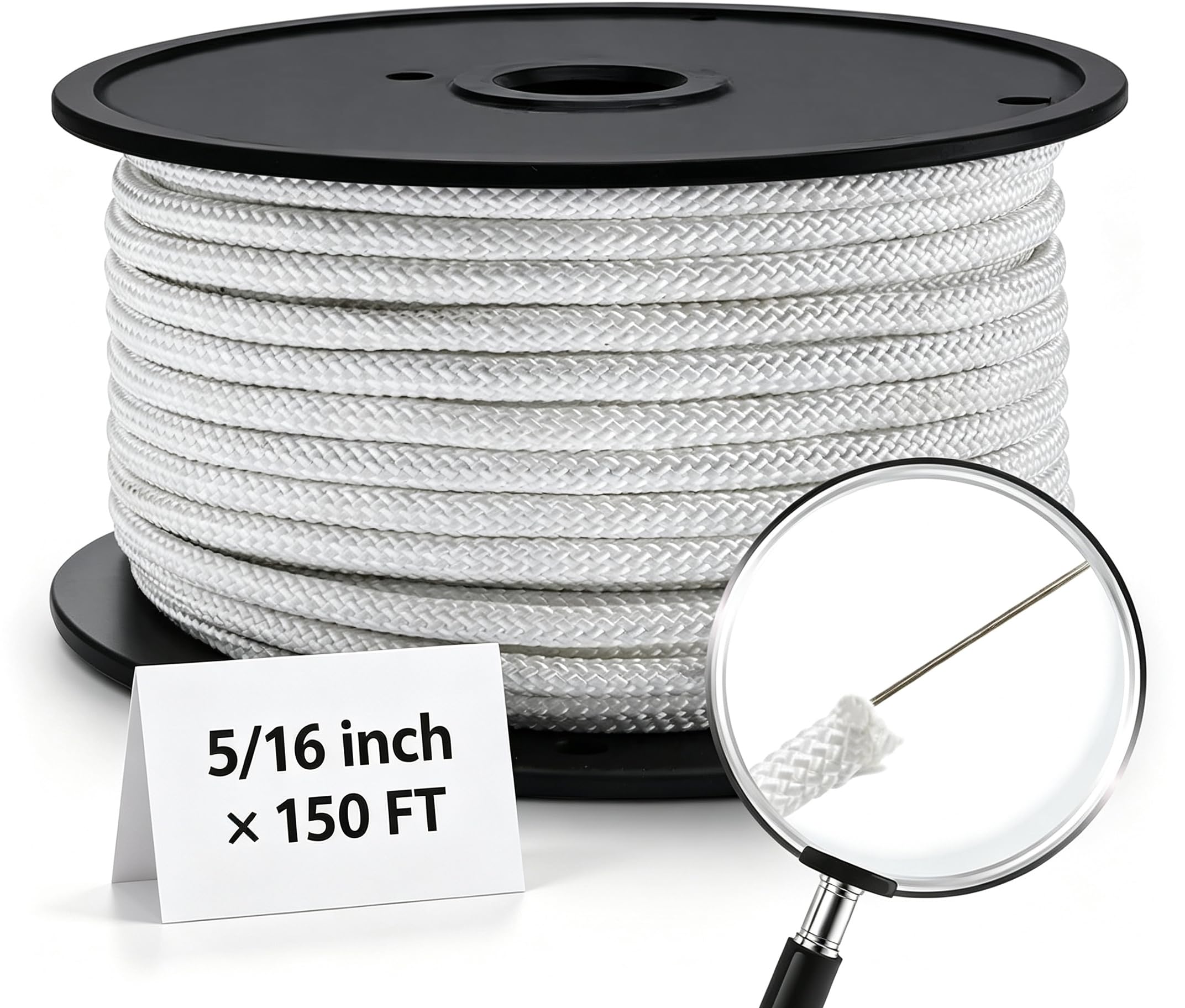 Artilife Flag Pole Rope,5/16" Wire Center Flagpole Rope,Braided Polyester Line with Steel Center Marine Grade (5/16" x 150 Ft)