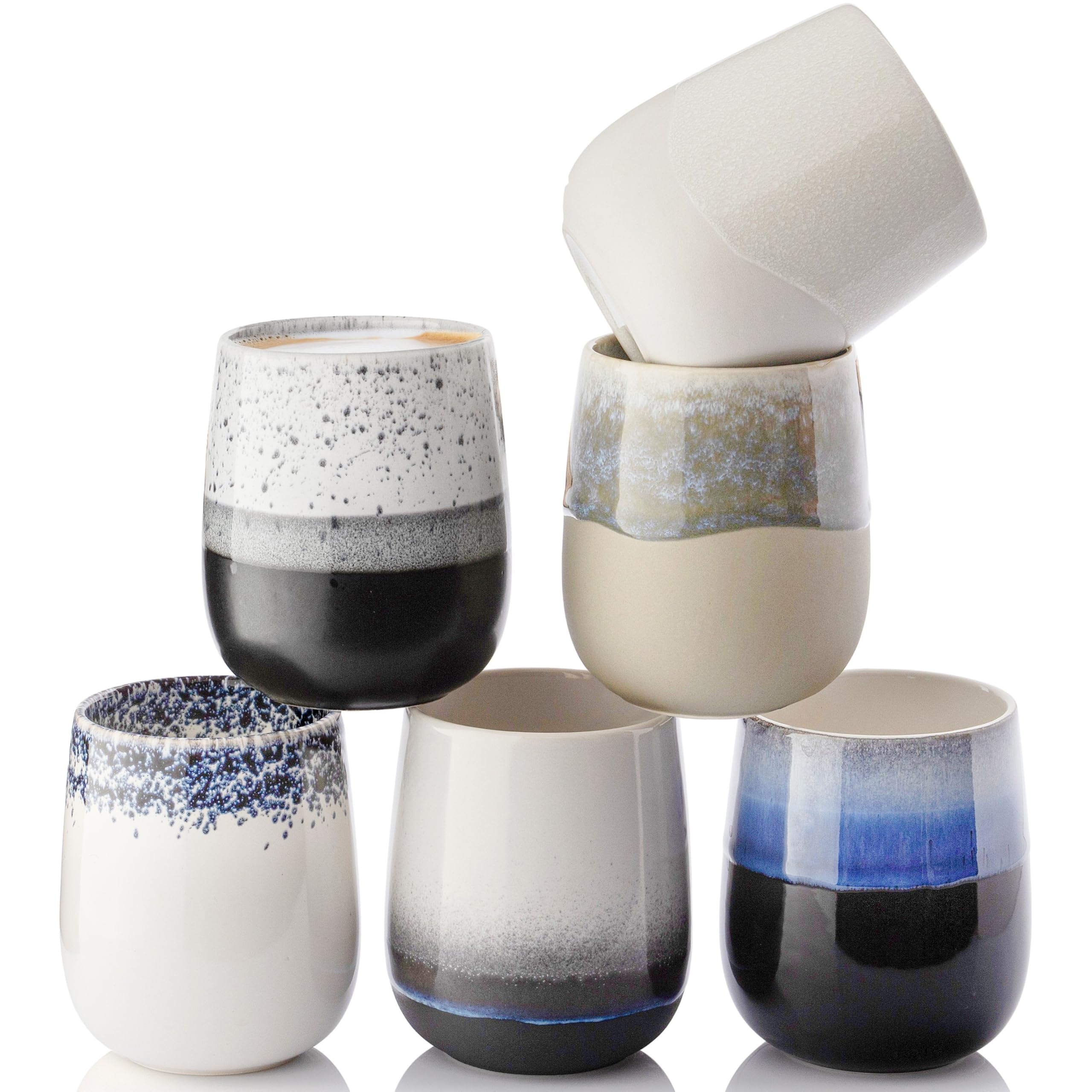 Sänger Siena | Premium Kaffeebecher 6 Personen, Steingut Kaffeetassen Set, Teetassen spülmaschinen- & mikrowellenfest, Coffee Mug mehrfarbig 215 ml, Kaffeebecher handmade | PREMIUM COLLECTION