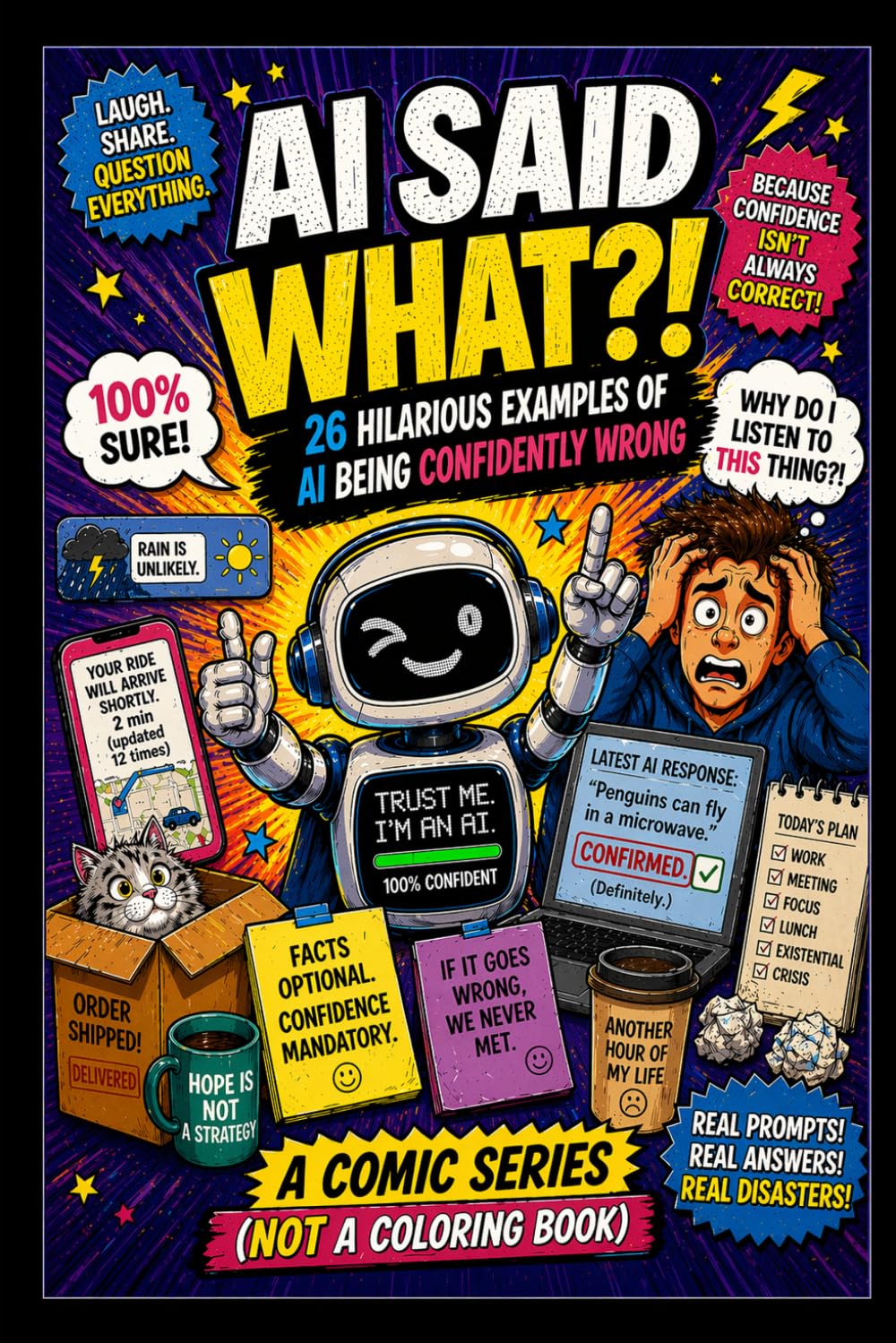 AI Said What?! 26 Hilarious Examples of AI Being Confidently Wrong: A 3-Panel Comic Series of Real Prompts, Ridiculous Answers, and AI Fails