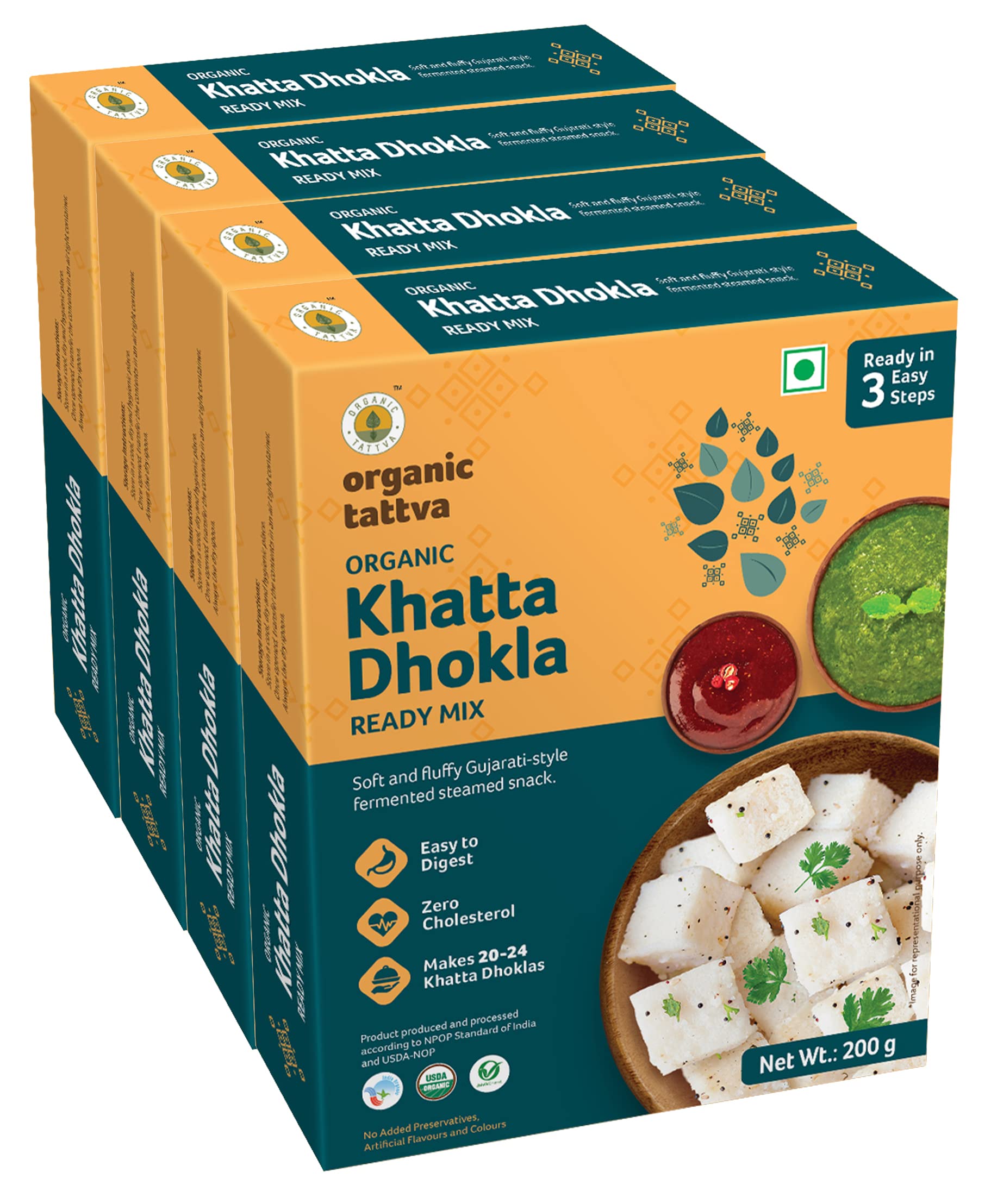 Organic Tattva, Organic Khatta Dhokla 800 Gram | High in Protein, Zero Cholesterol | Make the Tastiest Khatta Dhokla, in Just 3 Easy Steps | 200 Gram Each (B09WKMH7CD) Amazon Price History, Amazon Price Tracker