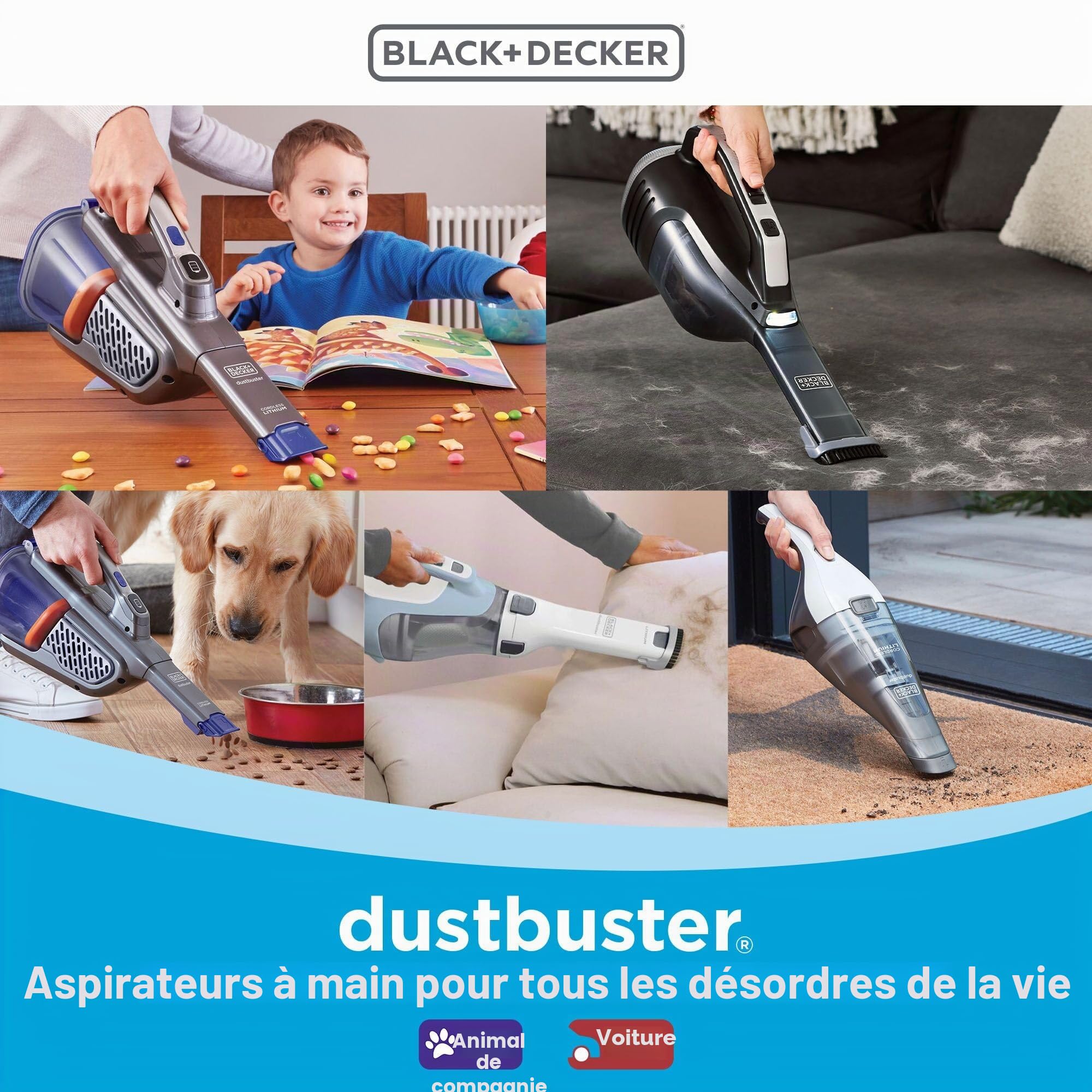 Black + Decker Aspirateur Flexible au Lithium BDH2020FL 20 V Max avec Brosse à Poils d'animaux – sans Fil