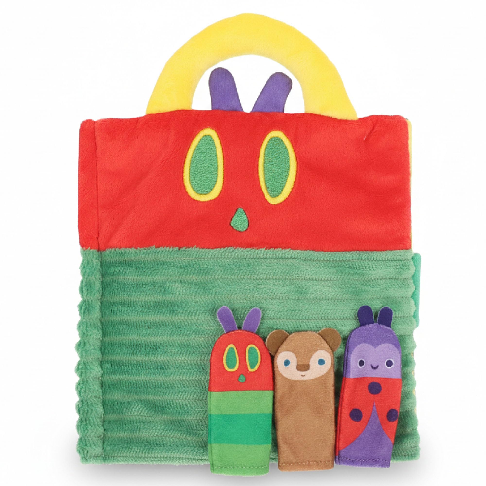 Eric Carle The Very Hungry Caterpillar - Juguete de fieltro ocupado – Actividad interactiva para la hora de cuentos con 5 páginas, 3 marionetas de dedo y 23 piezas de juego de fieltro, juguete de