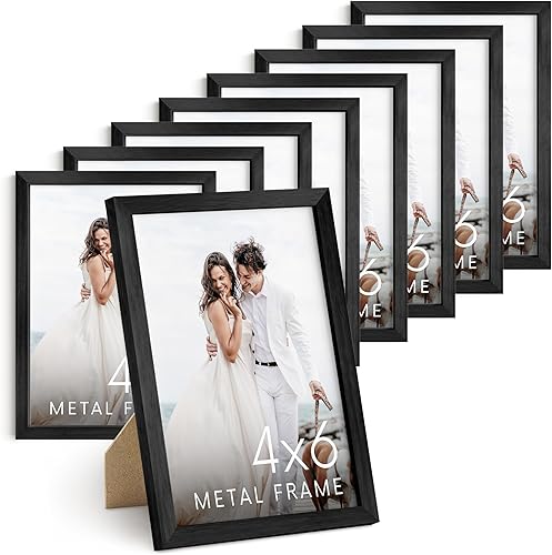 HAUS AND HUES Portarretratos de metal negro de 4 x 6 pulgadas, marcos negros de 4 x 6 pulgadas, con aluminio de alta calidad, para colgar