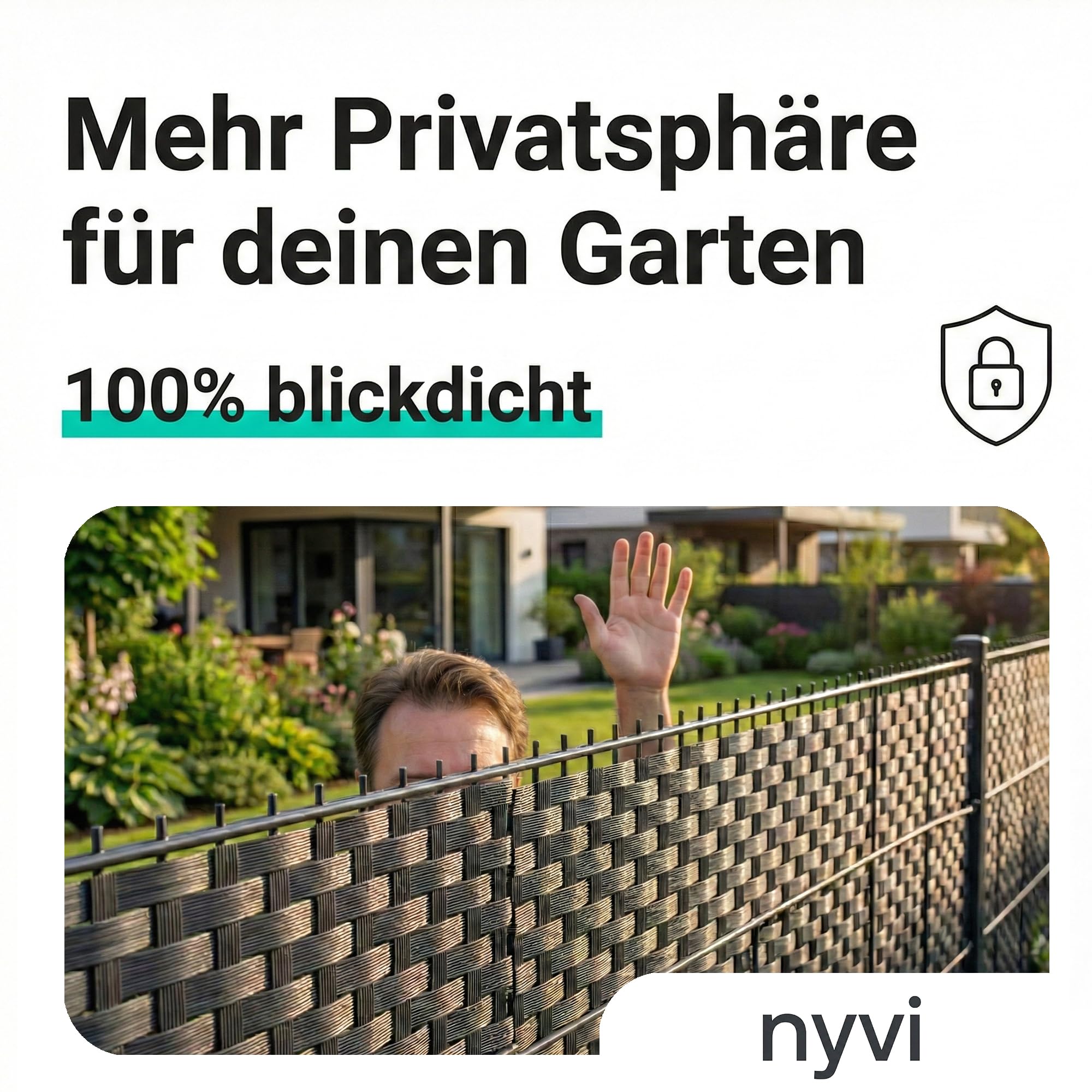 NYVI Polyrattan Sichtschutzstreifen Privafence Weiß 255 x 19 cm 10 Rollen (25,5 Meter) - SPARSETS - Sichtschutz für Doppelstabmatten Zaun - Premium Zaunsichtschutz