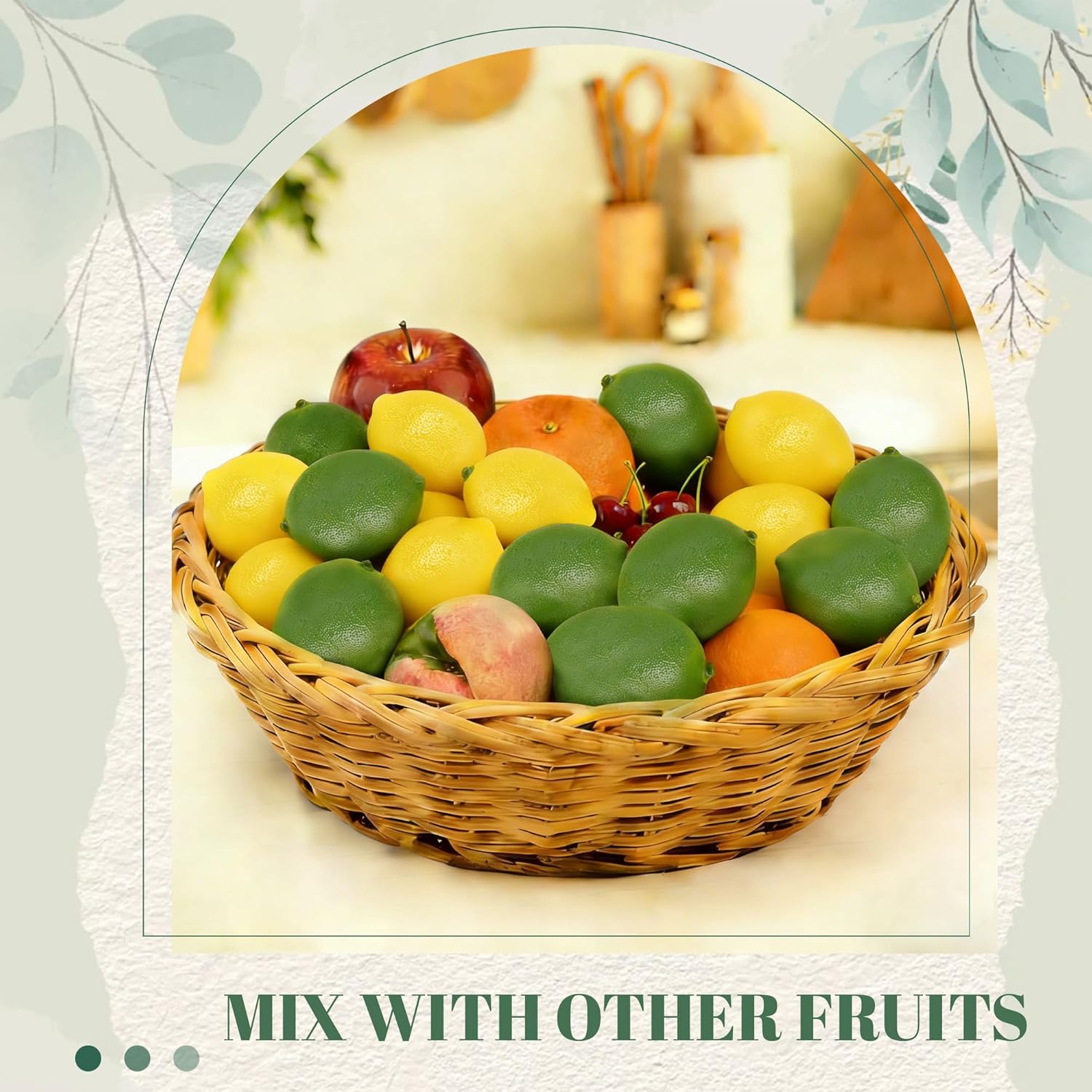 Toopify 30PCS Fake Lemons, Yellow Green Artificial Lemons, Matte Fruit Decor for Kitchen Fruit Bowl Large Table Centerpiece & Photography