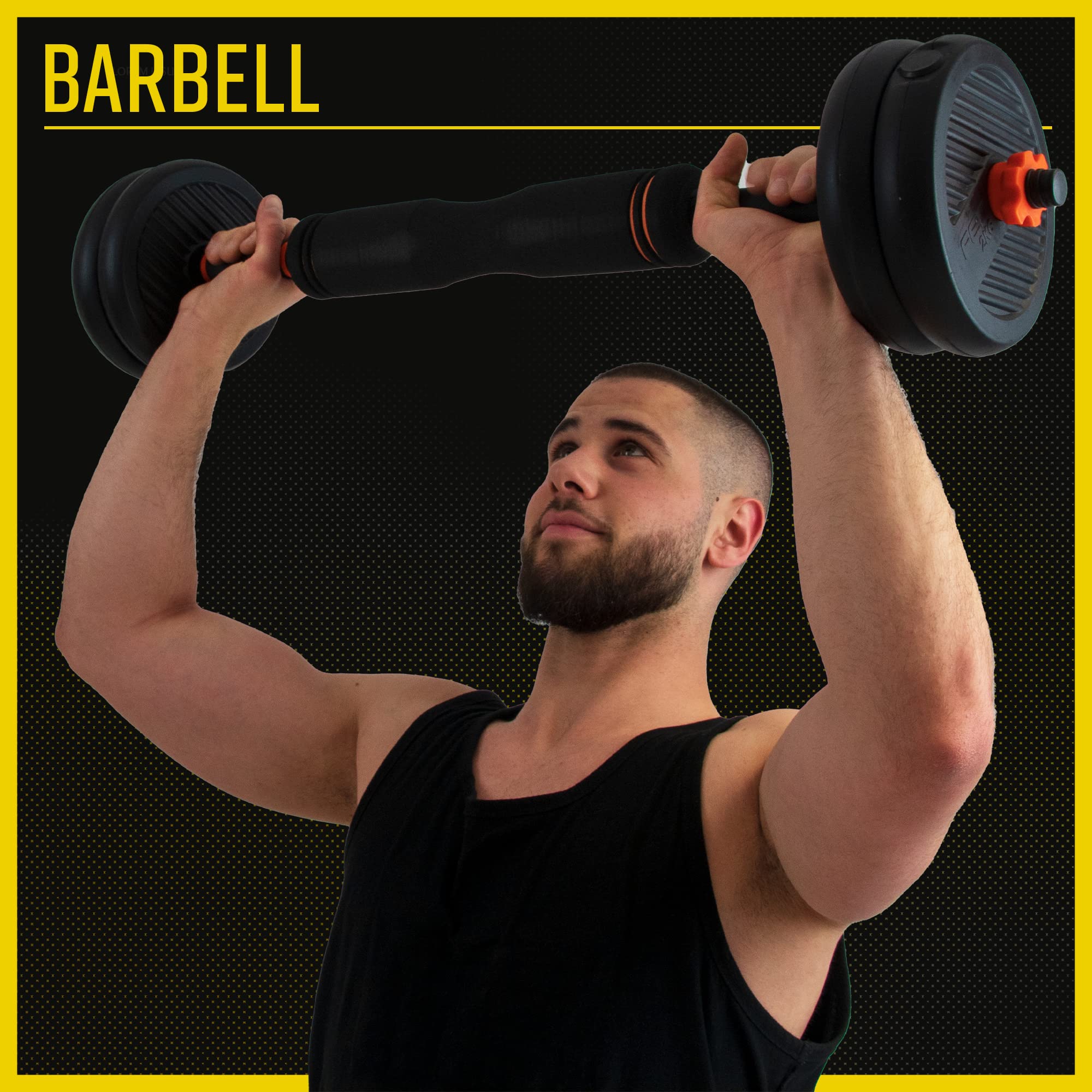 Kit Completo 4 in 1 per potenziamento Muscolare 10 kg - Kettlebell, bilanciere, manubri, Maniglie per Flessioni.