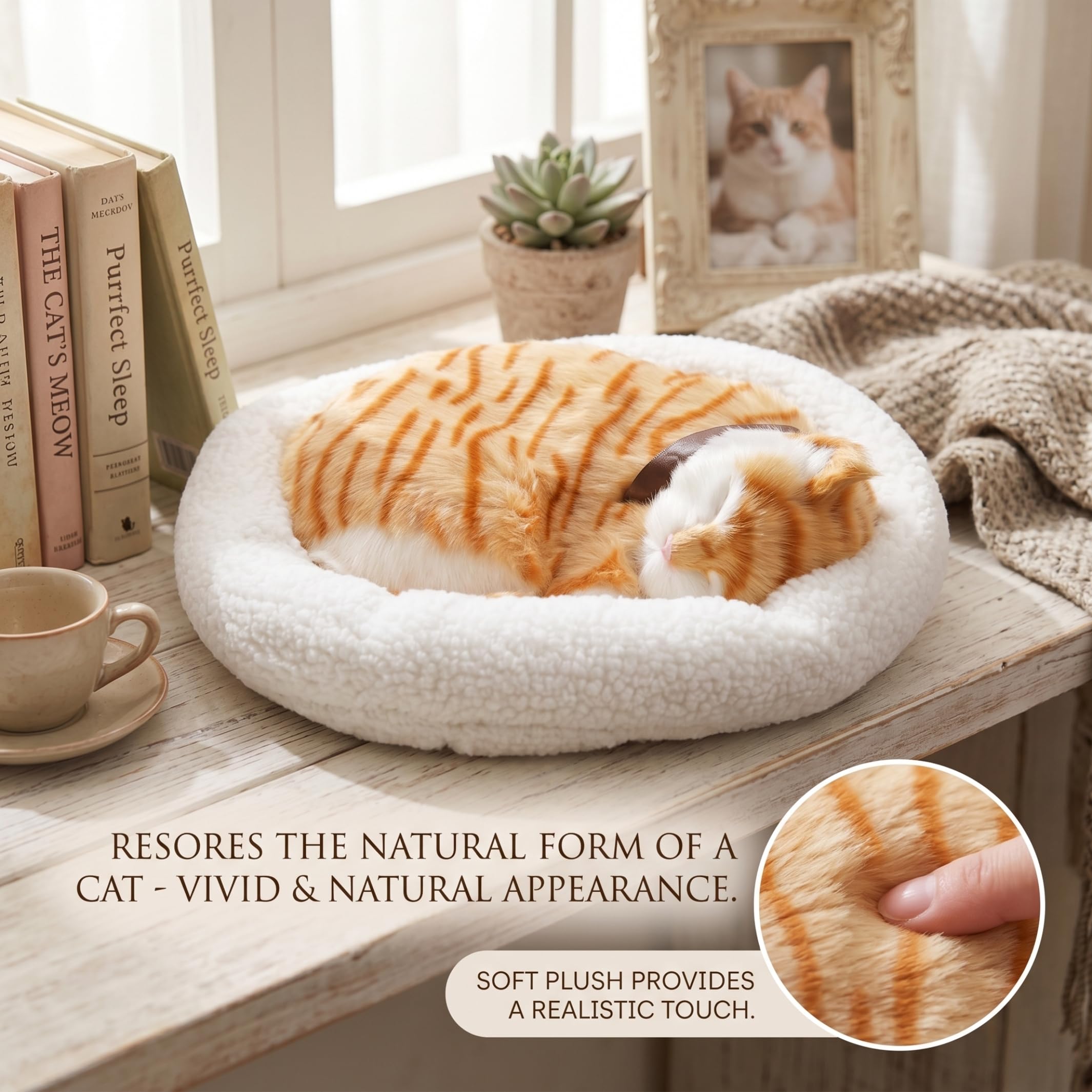Peluche Gatto Arancione Gatto Realistico Animale Di Peluche Realistico Che Respira E Dal Suono Morbido Per La Decorazione Della Casa E Dell'Auto (12, 6x10, 6 Pollici)