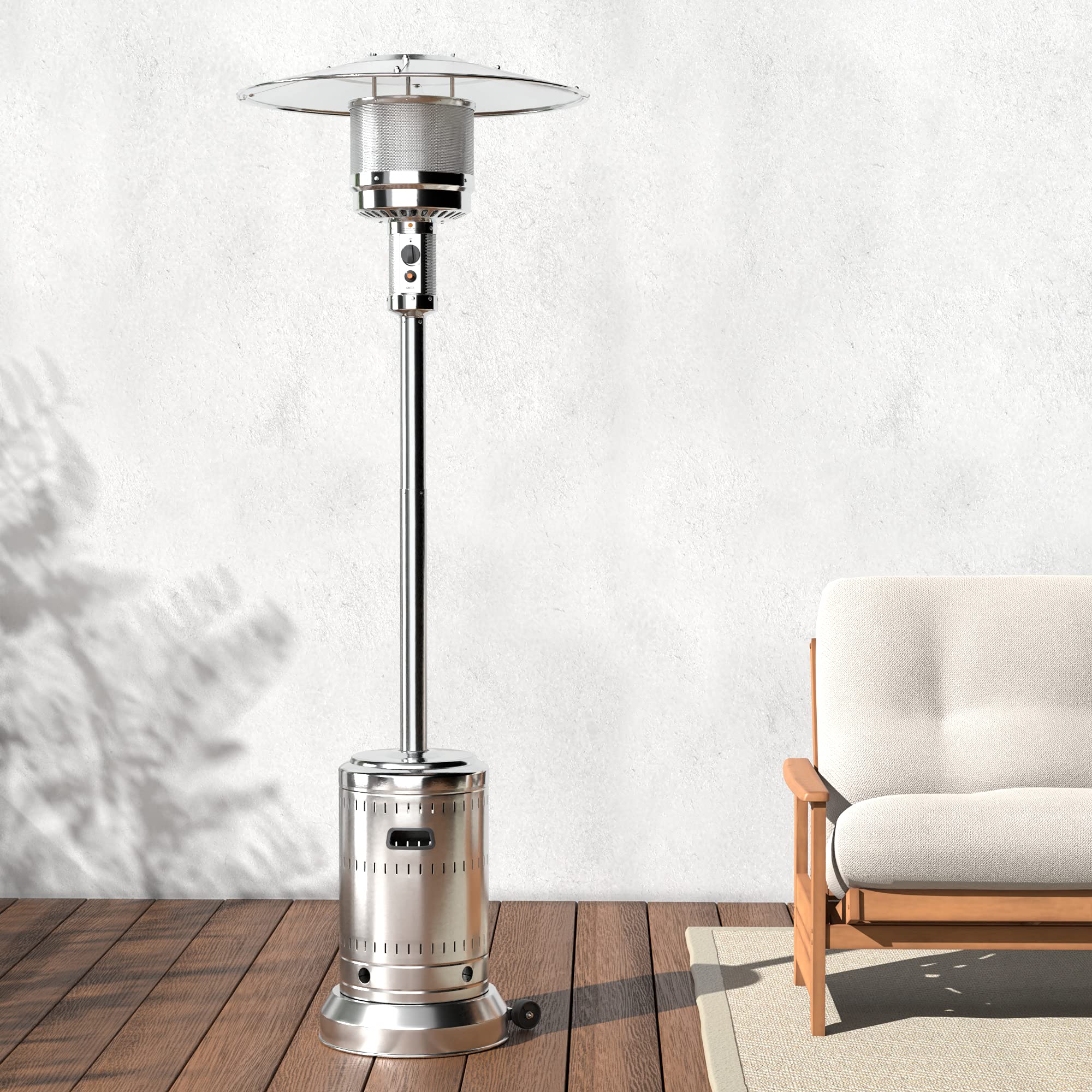 Amazon Basics 46,000 BTU Outdoor Propane Patio Heater with Wheels