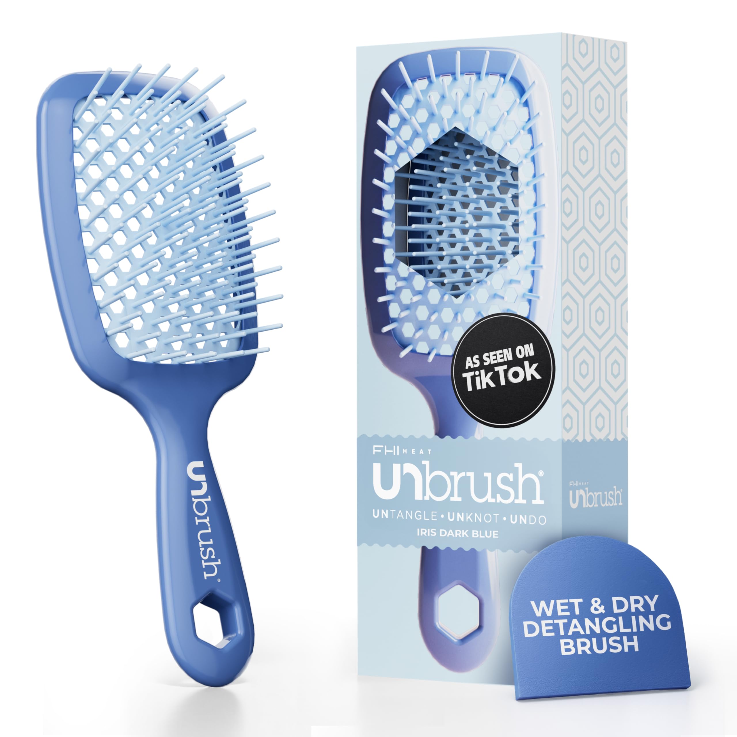 FHI HEAT UNbrush Islak ve Kuru Bacalı Dolaşık Açıcı Saç Fırçası, İris Koyu Mavi