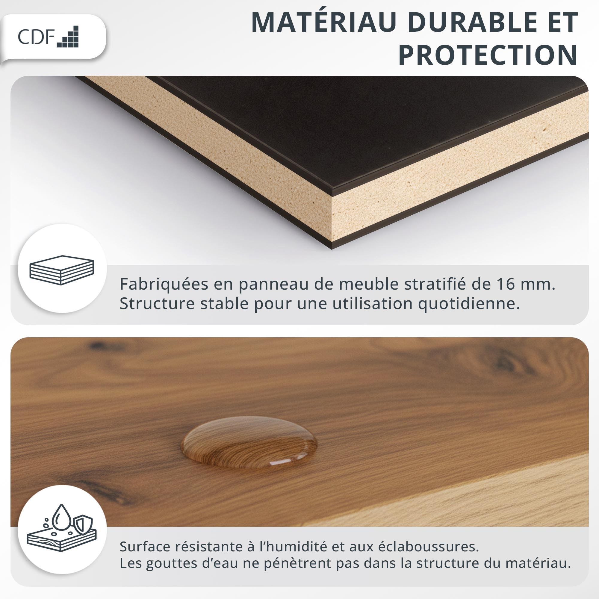 CDF Armoire Chambre 2 Portes 2 Tiroirs avec Etagères, Adult Bedroom Armoire Une Tringle Dressing Placard Multifonction Meuble de Penderie Panneau Stratifié 16mm Largeur 90 cm Blanc