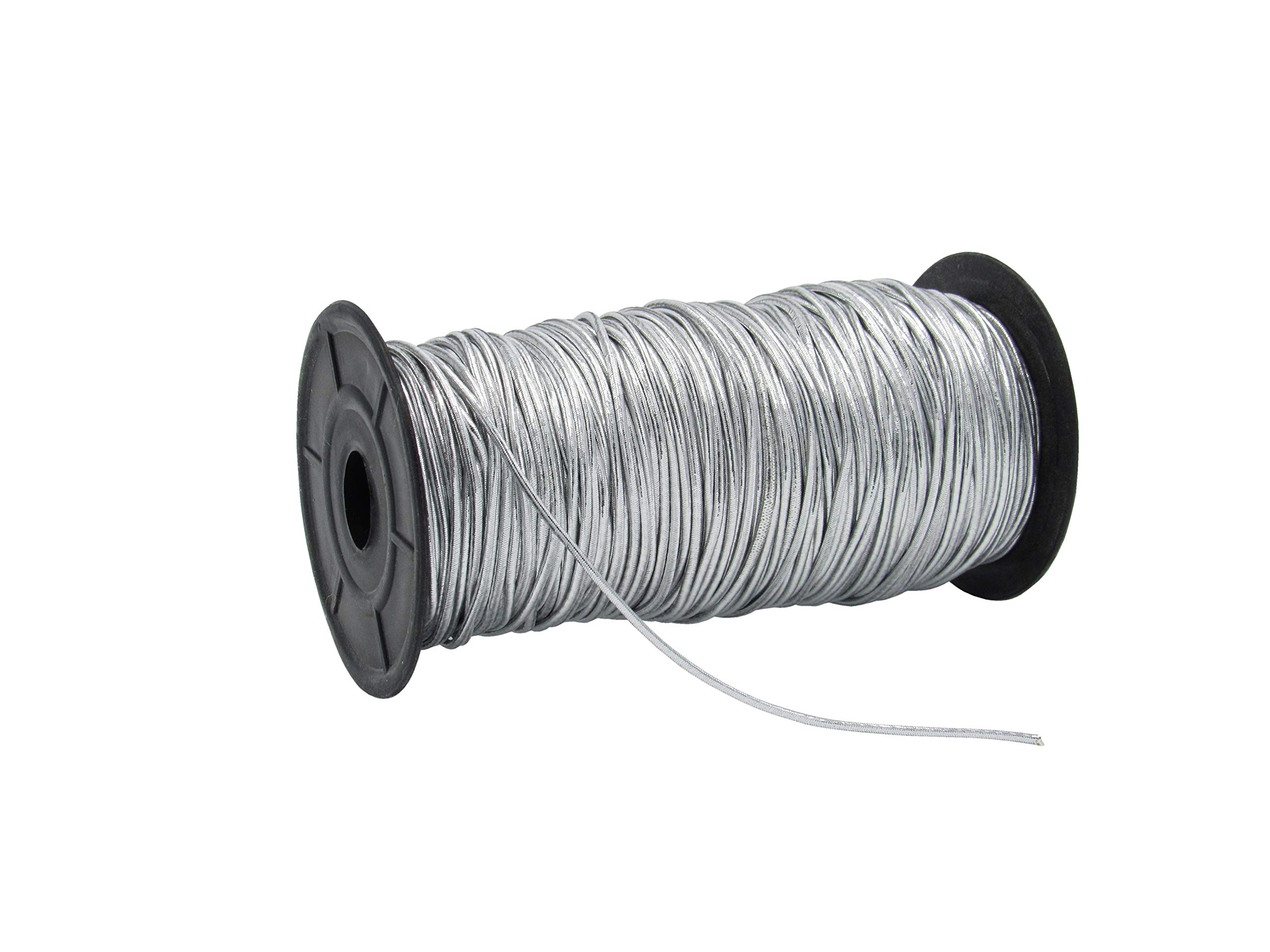 RIBBON WRITER Shiny Silver round 1.5mm elastic cord/string x 1 Metre cut from roll