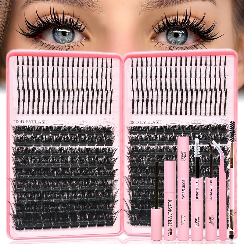 Rootoo Kit de Cílios Postiços em Tufos Wispy com Spikes, Curvatura D, 560 unidades, 9–16 mm