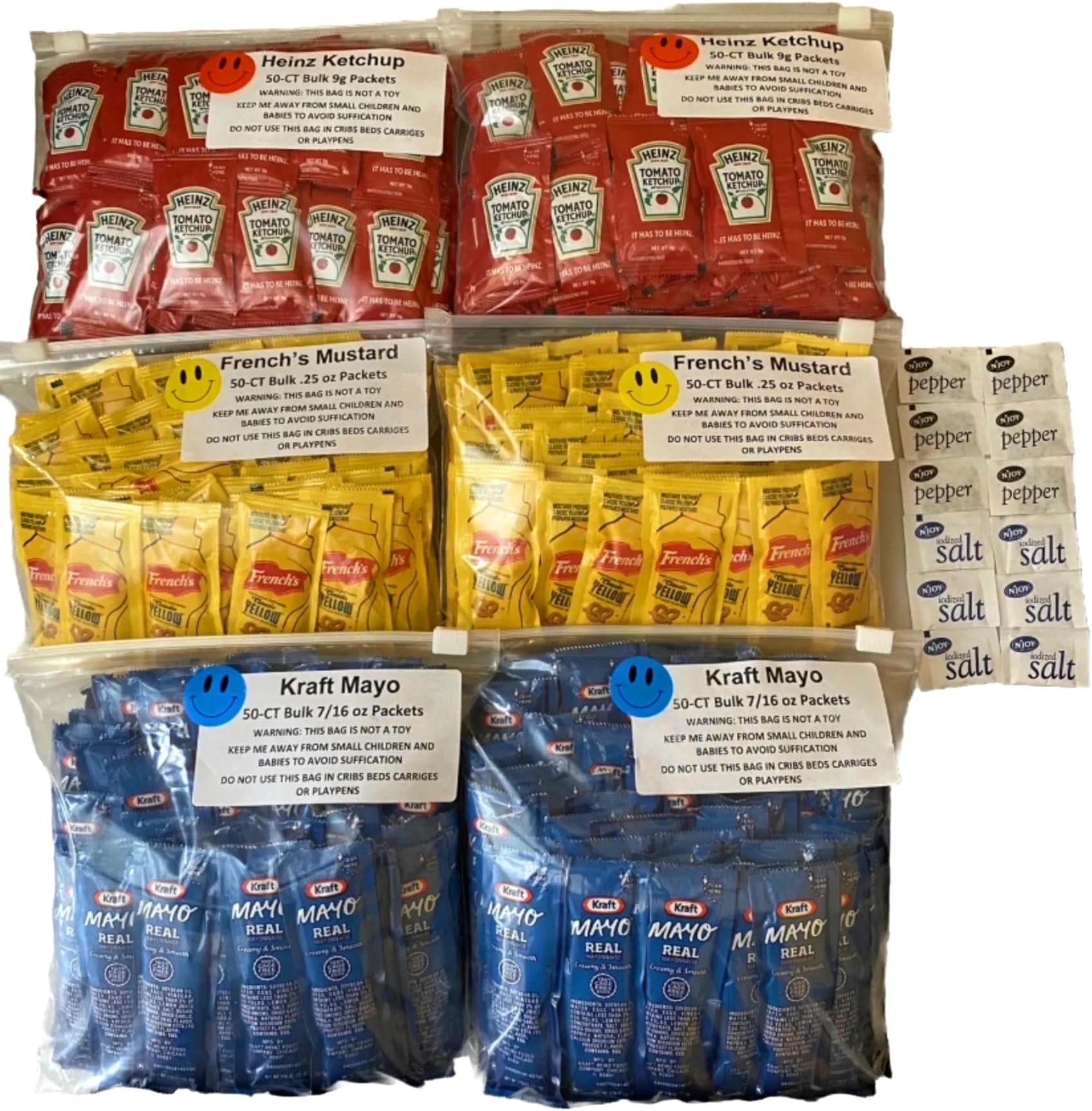 Quick Bundle Condiment Packs 100 Single Serve Pouches of