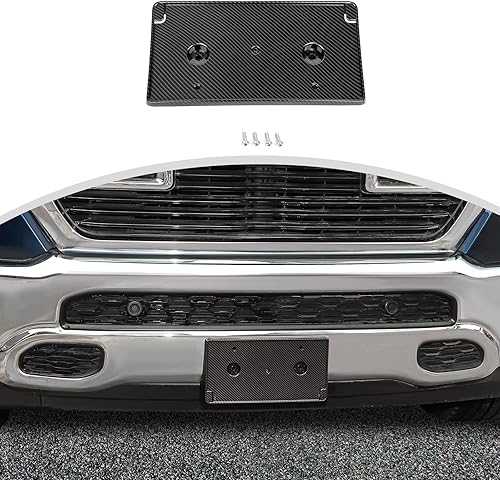 Miniatura 1 de CheroCar Soporte de matrícula frontal RAM Accesorios externos compatibles con Ram 2500 3500 4500 5500 2018-2023 (fibra de carbono)