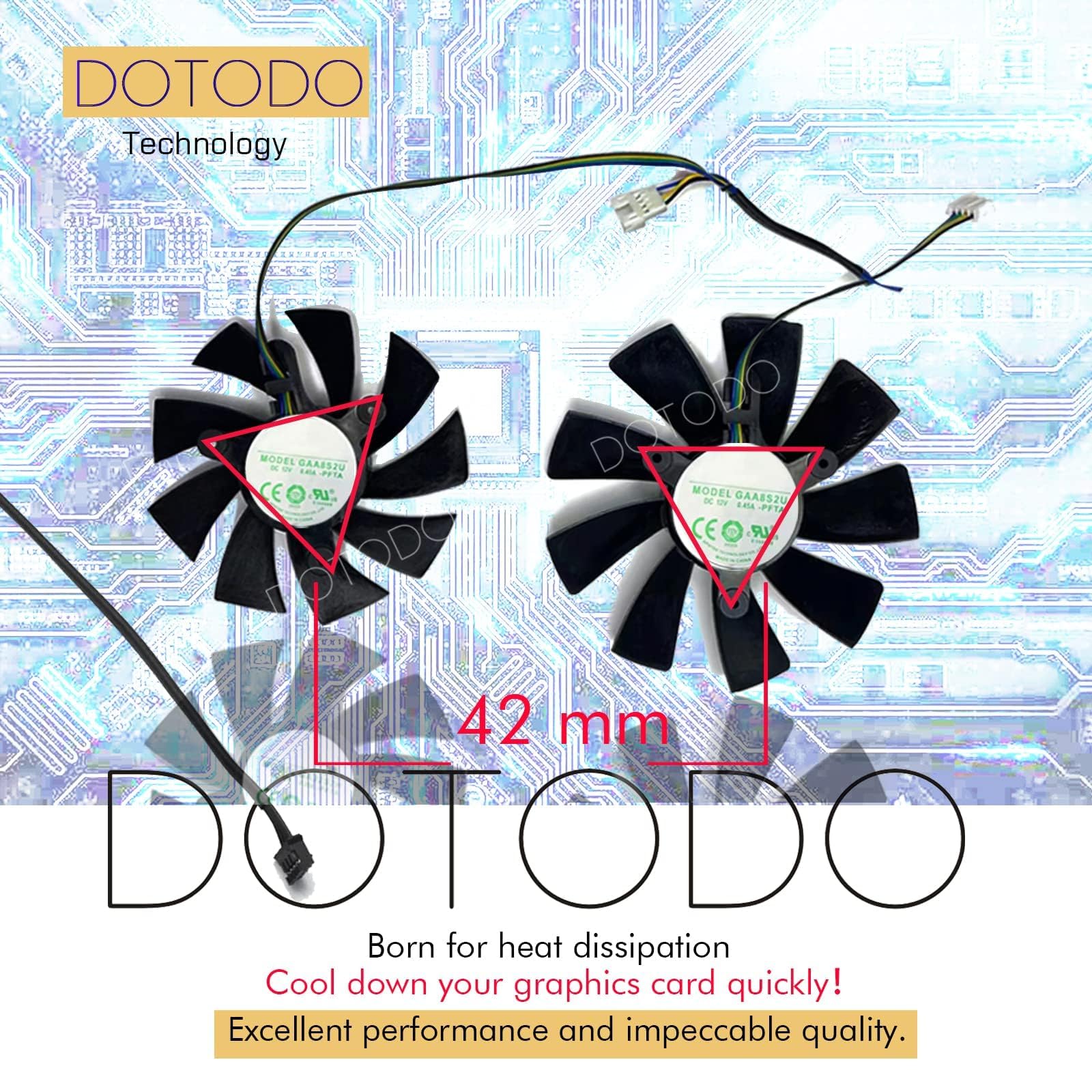 100mm GA92S2H DC 12V 0,45A 4 broches pour ZOTAC Gaming GeForce RTX2070 RTX 2070 OC Mini ventilateur de refroidissement pour carte vidéo (AB-Lüfter)