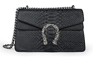 Snake-Printed Leather Evening Clutch Chain Strap Small Satchel Bags
