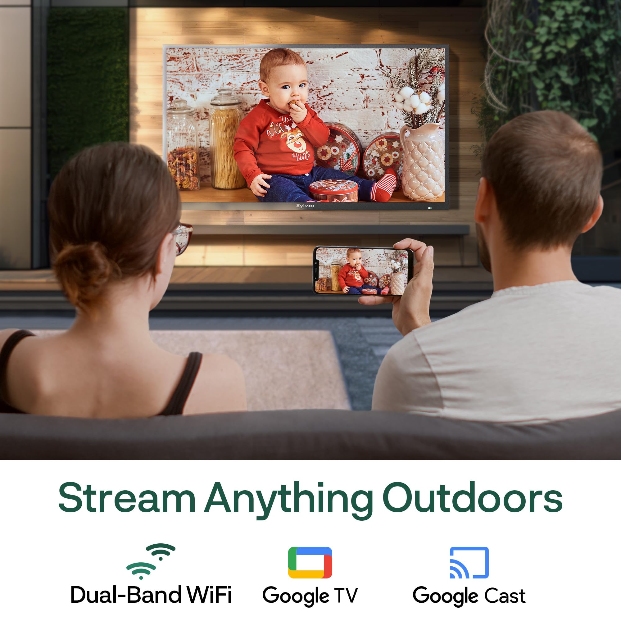 SYLVOX New 75” Outdoor Smart QLED TV, Superior Waterproof Performance, Upgraded Matte Finish for Enhanced Anti-Glare Effect, Full Metal, with Dolby Atoms, 2000nits, Full Sun Pool Pro QLED 2.0+ Series