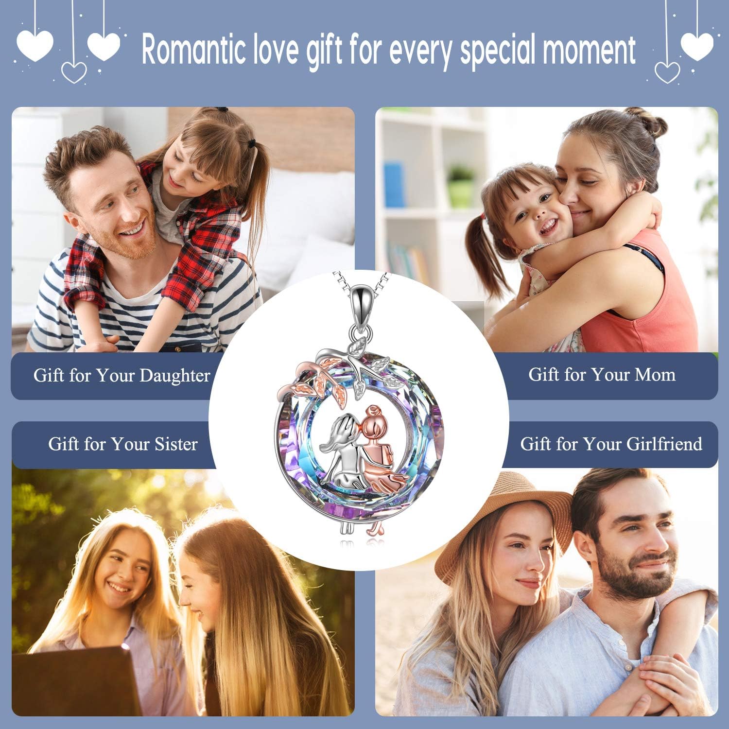 AOBOCO Gifts for Sister 2 3 Sisters Necklace for Women Sterling Silver Sisters Pendant Jewelry Birthday Christmas Gifts for Friend Female Friendship Lasts Forever - Image 6