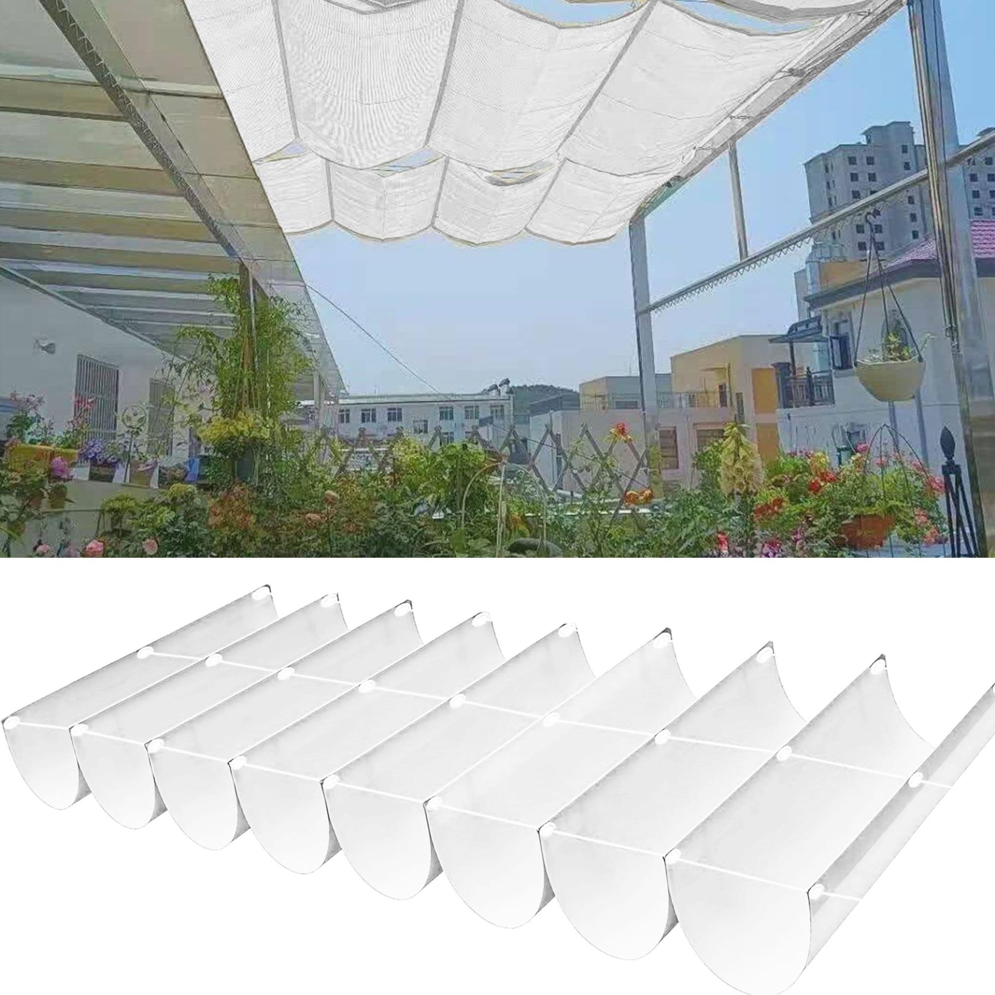 Toile d'ombrage rétractable vague contre la chaleur et la pluie sur la terrasse