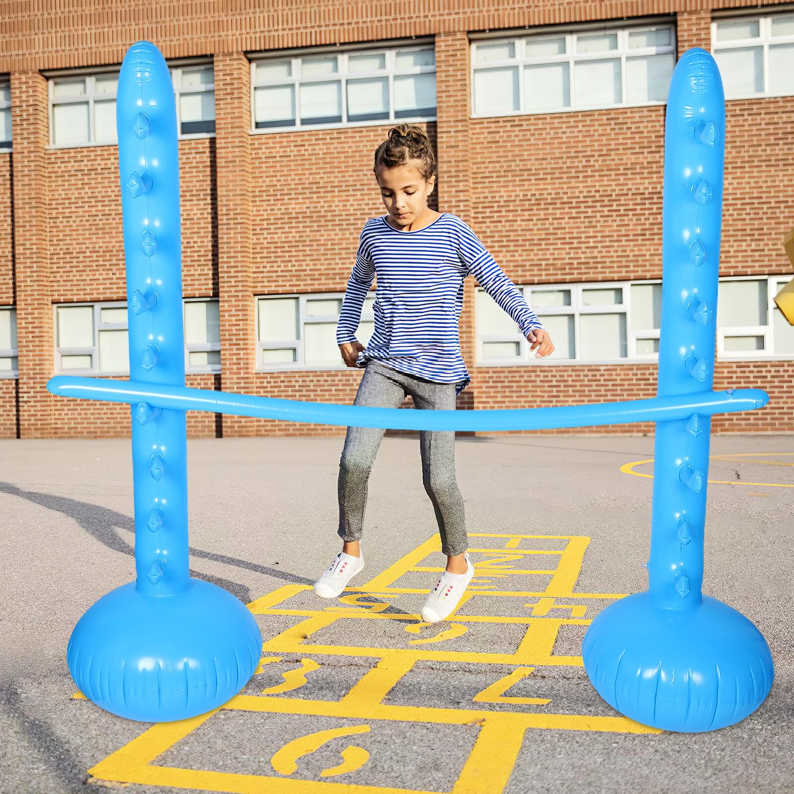 Aufblasbarer Limbo Stab für Kinder Blau aus Pvc als Partyspiel | Eltern Kind Interaktion, Kinderfreundlich Gestaltet, Draußen bei Festen, Garten und Park Einsetzbar