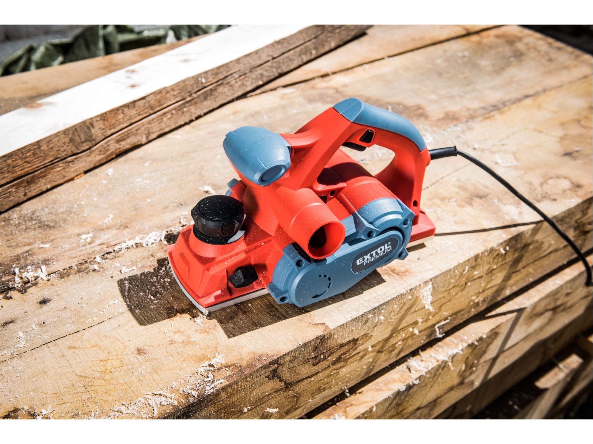 Pialla elettrica 110 mm di larghezza della pialla e profondità di serraggio fino a 3 mm I Pialla elettrica manuale - 1000 W I Pialla per legno con arresto parallelo e adattatore per tubo