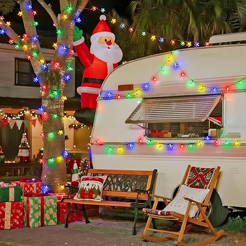 Miniatura 4 de JMEXSUSS Paquete de 2 luces solares de Navidad, cada una de 30.6 pies, 50 luces LED de cerezo de Navidad para exteriores, impermeable, tira de luces