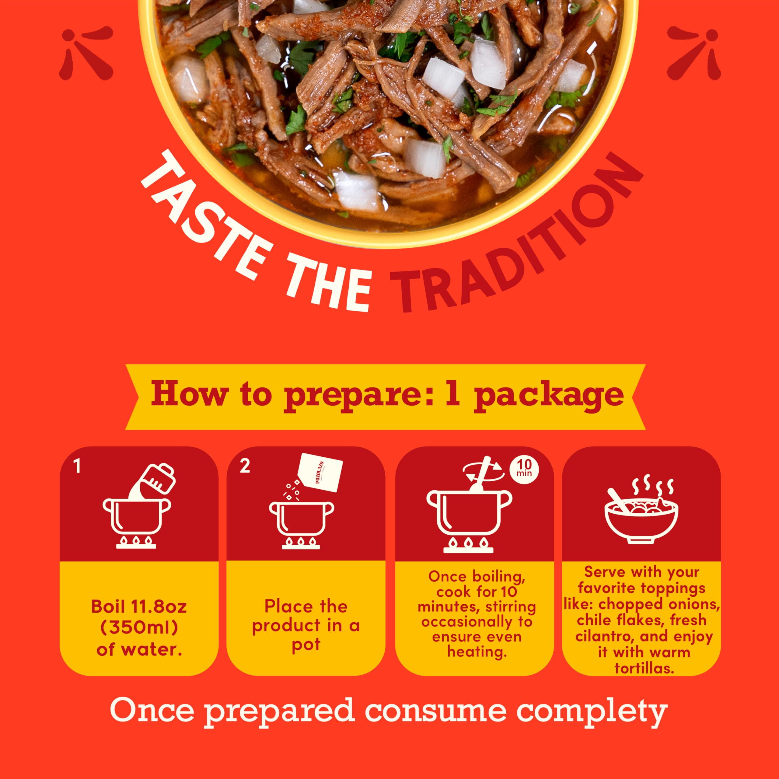 POZOLAZO | Instant Birria Soup | Mexican Beef Stew | Real Freeze-Dried Meat | 2-Serving Box | Authentic Red Chile Broth & Spices