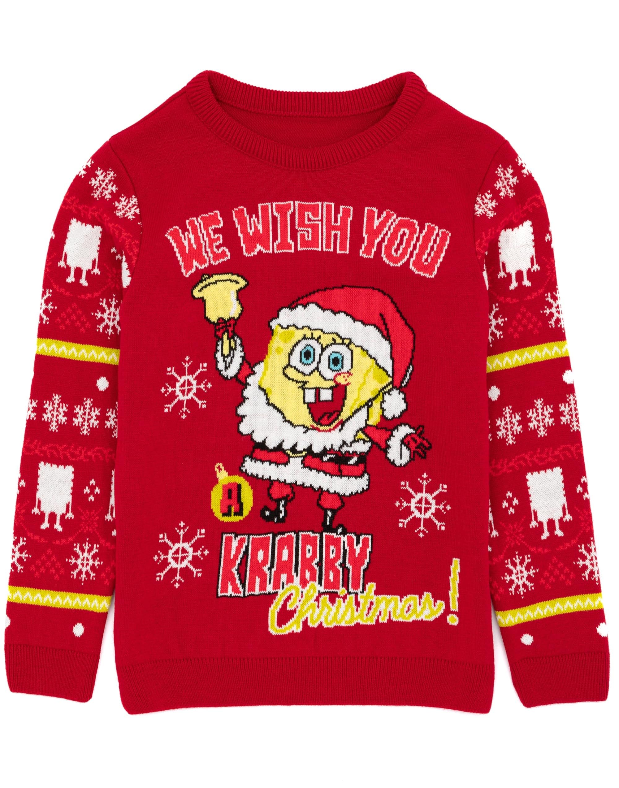 Spongebob Squarepants (5-6 Years) Christmas Jumper (Boys Red)