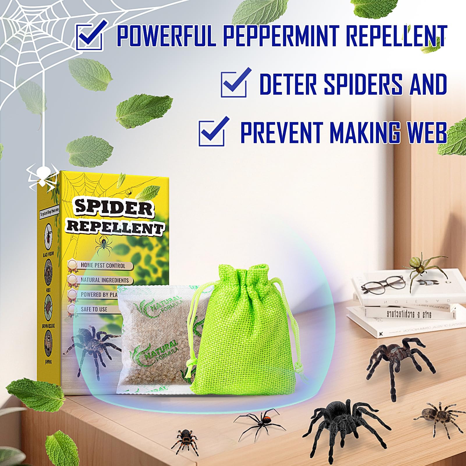 Amazon.com: 10 Pack Natural Spider Repellent for Indoor Outdoor Use,  Effective Spider Deterrent with Peppermint and Lemongrass Oil, No Spiderweb  Spider Free Solution for House Garage Attic, Safe to Use : Patio,