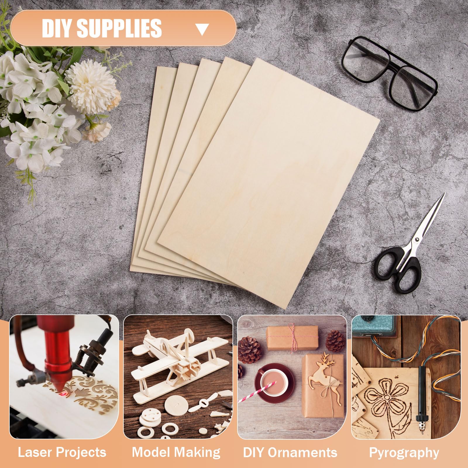 Lot De 20 Planches Contreplaqué Tilleul 30,5 X 20,3 X 0,5 Cm - Feuilles Bois Fines Pour Bricolage, Projets Scolaires, Découpe Laser & Modélisme
