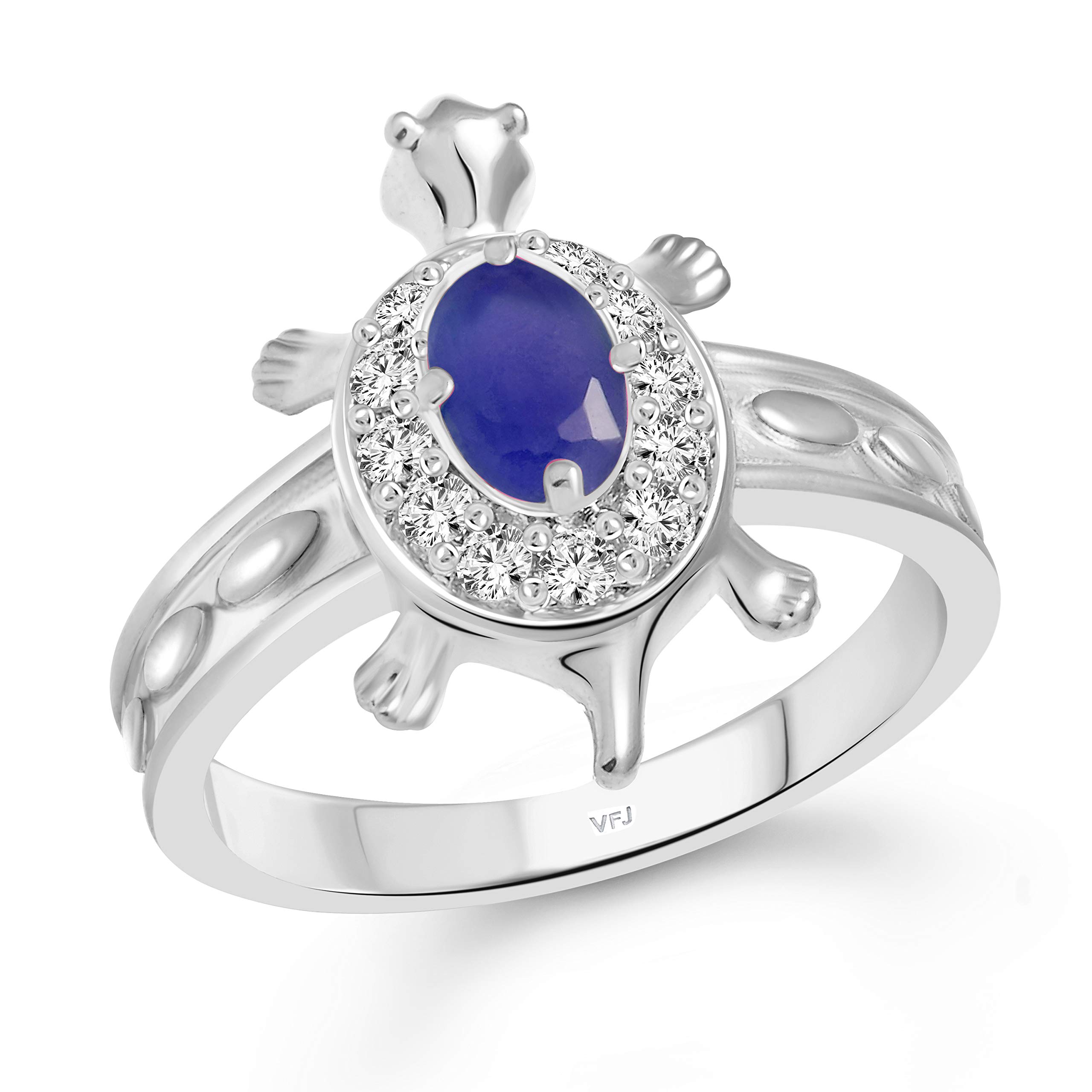 Vighnaharta Valentine Day Gift valentineday Gift for him Gift for Women Gift for Men Gemstone Blue Sapphire Tortoise Rhodium Plated Ring for Women and Girls - [VFJ1469FRR13] (B07RR3JRT4) Amazon Price History, Amazon Price Tracker