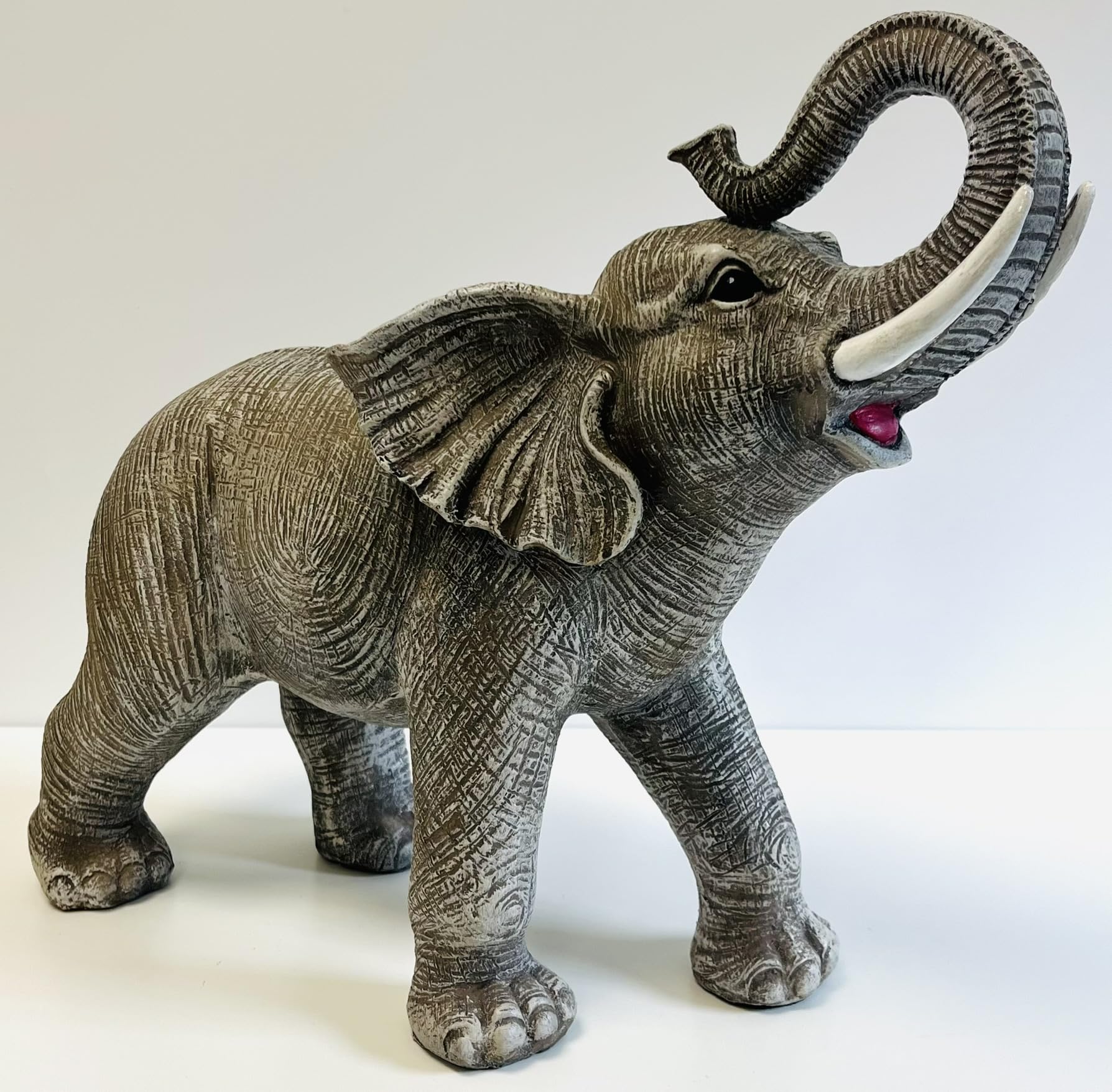 My Square Mile Grey Elephant Elephant Ornament, Indoor Outdoor Resin Ornament, 42 Cm Wide, 35 Cm High, Large African Garden Statue Gift
