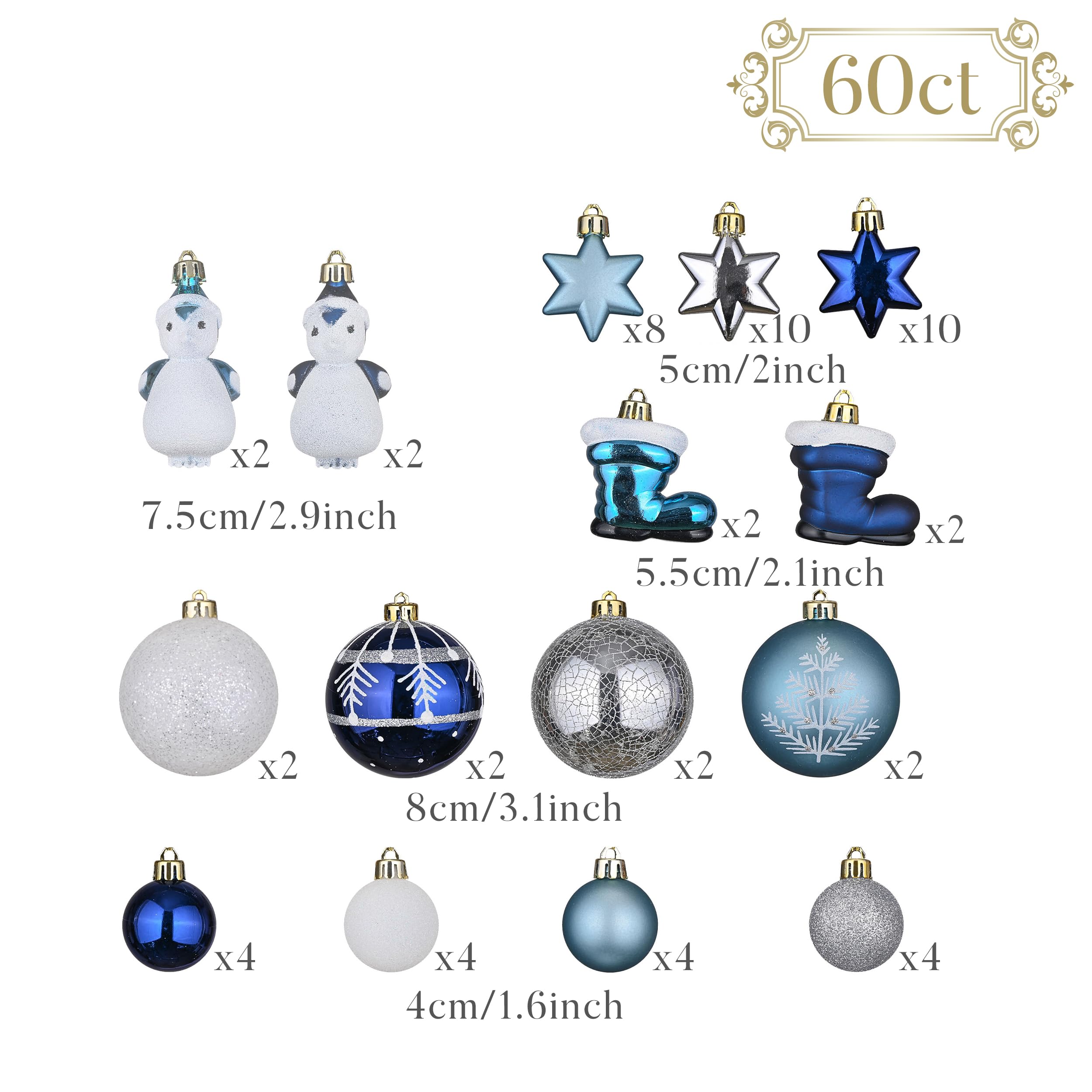 Boules De Noël Valery Madelyn - Lot De 60, Cuivré, Doré, Rouge, Finitions Variées - Pour Sapin