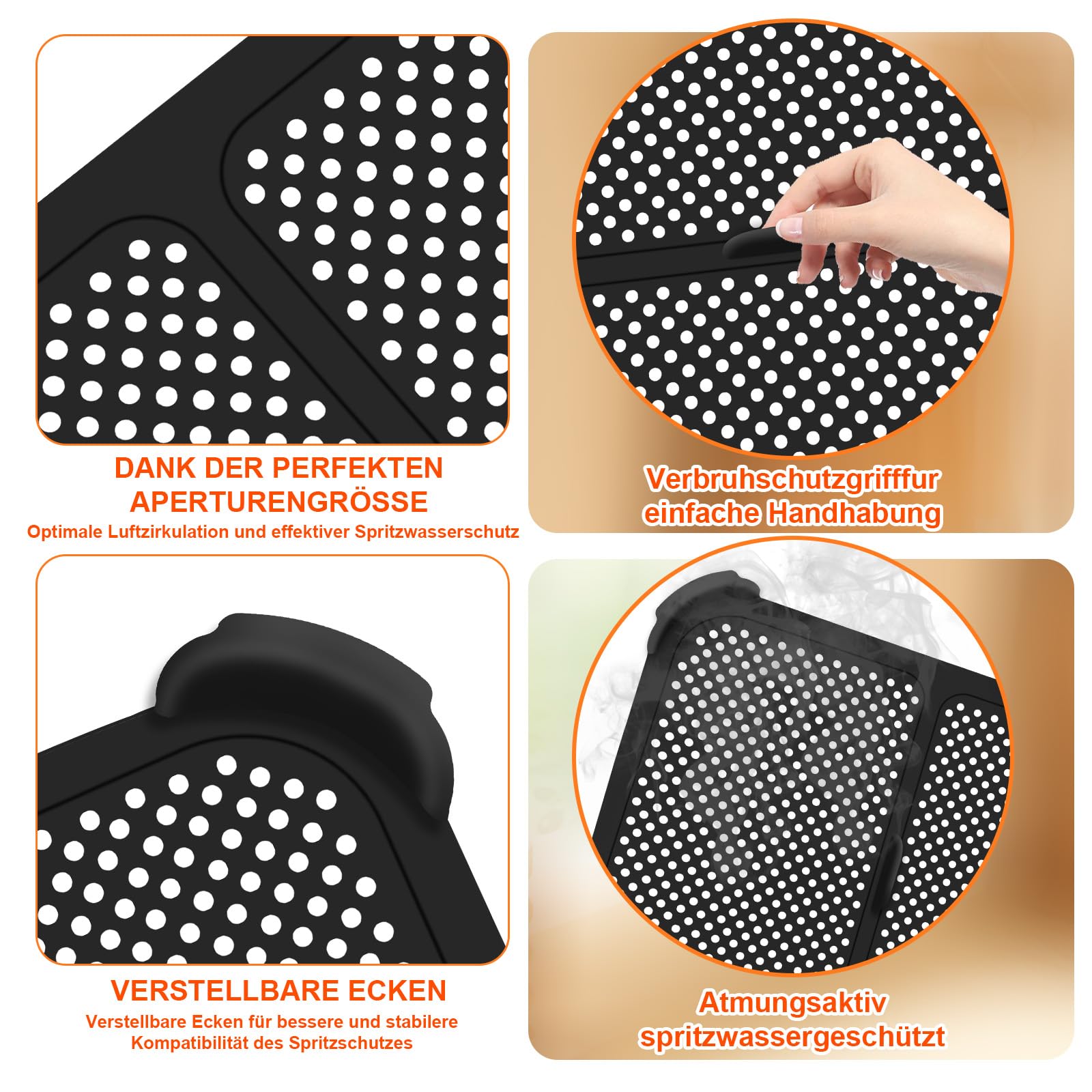 2 Pezzi Paraspruzzi in Silicone per Friggitrice Ad Aria Calda