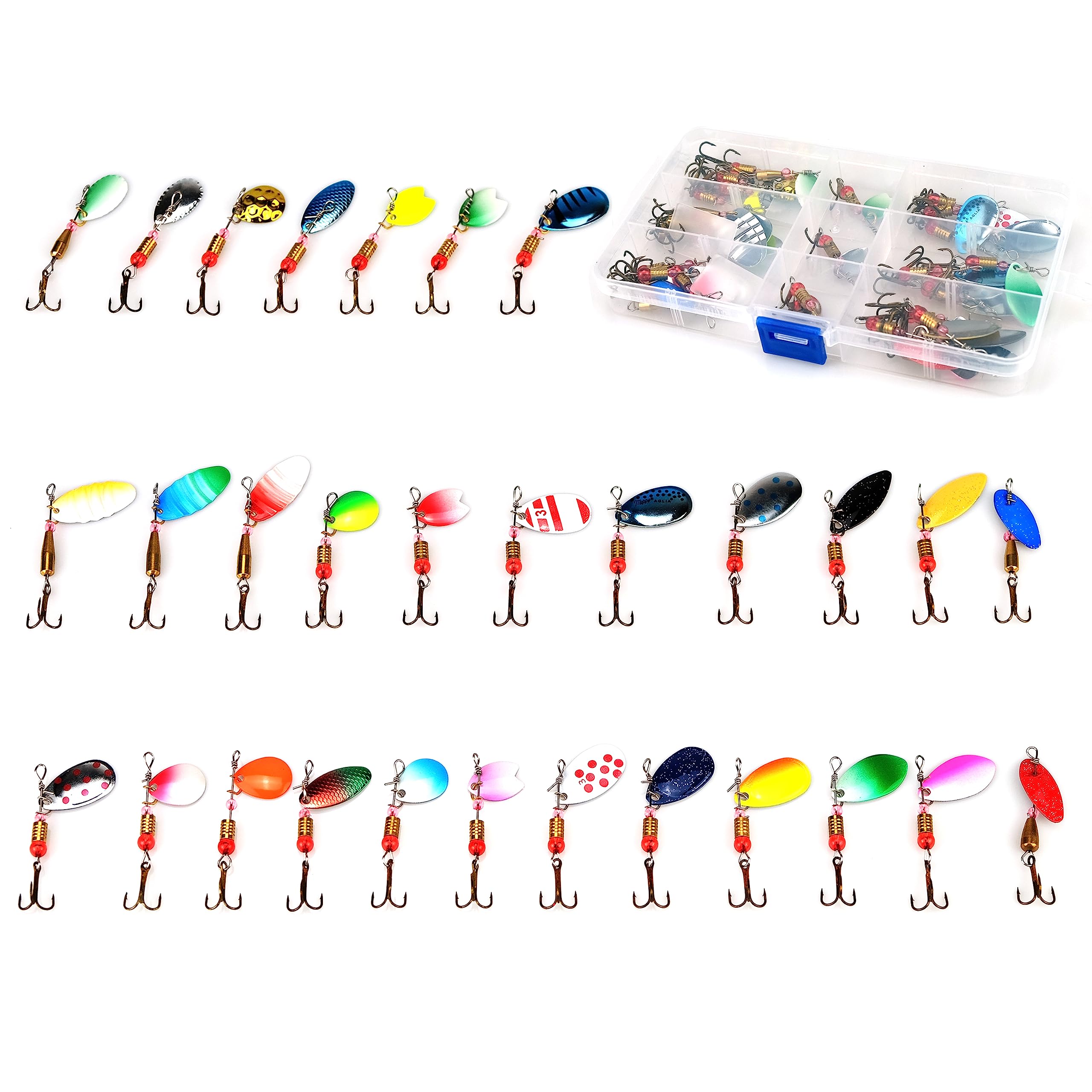 30pcs Fishing Lures Kit Set with Portable Carry Bag - Bass Trout Salmon Spinner Baits for Freshwater & Saltwater Fishing, Ideal for Beginners and Experienced Anglers
