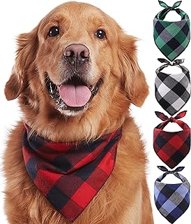 Odi Style Dog Bandana 4 Pack - Dog Bandanas Boy, Girl, Premium Durable Soft Lightweight Fabric, Buffalo Plaid Scarf for Me...