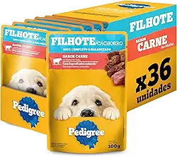 Pack Ração Úmida Pedigree Sachê Carne ao Molho para Cães Filhotes 100 g - 36 unidades