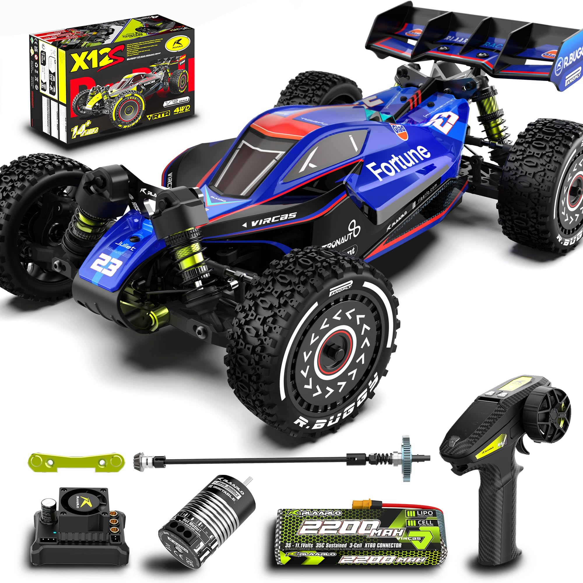 VIRCAS1/12 Brushelss RC Cars, 50 MPH, RC Buggy, Remote Control Truck, 4×4 Monster Car, Ages 8+