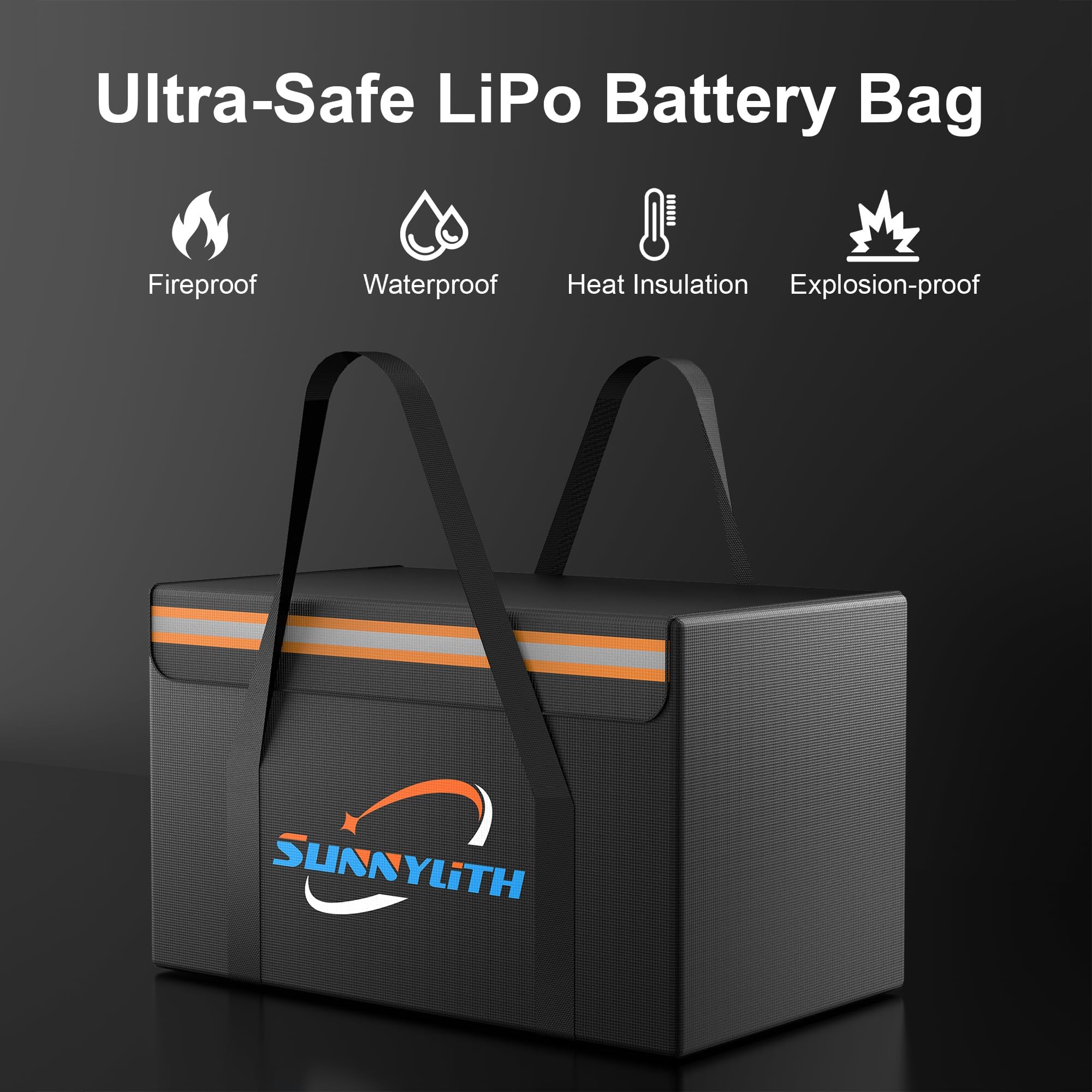12V 100Ah LiFePO4 Batteria al litio Fireproof Safe Bag, grande capacità a prova di esplosione Lipo Battery Bag per la ricarica e la conservazione, 14 × 9.5 × 7.8 "scatola impermeabile
