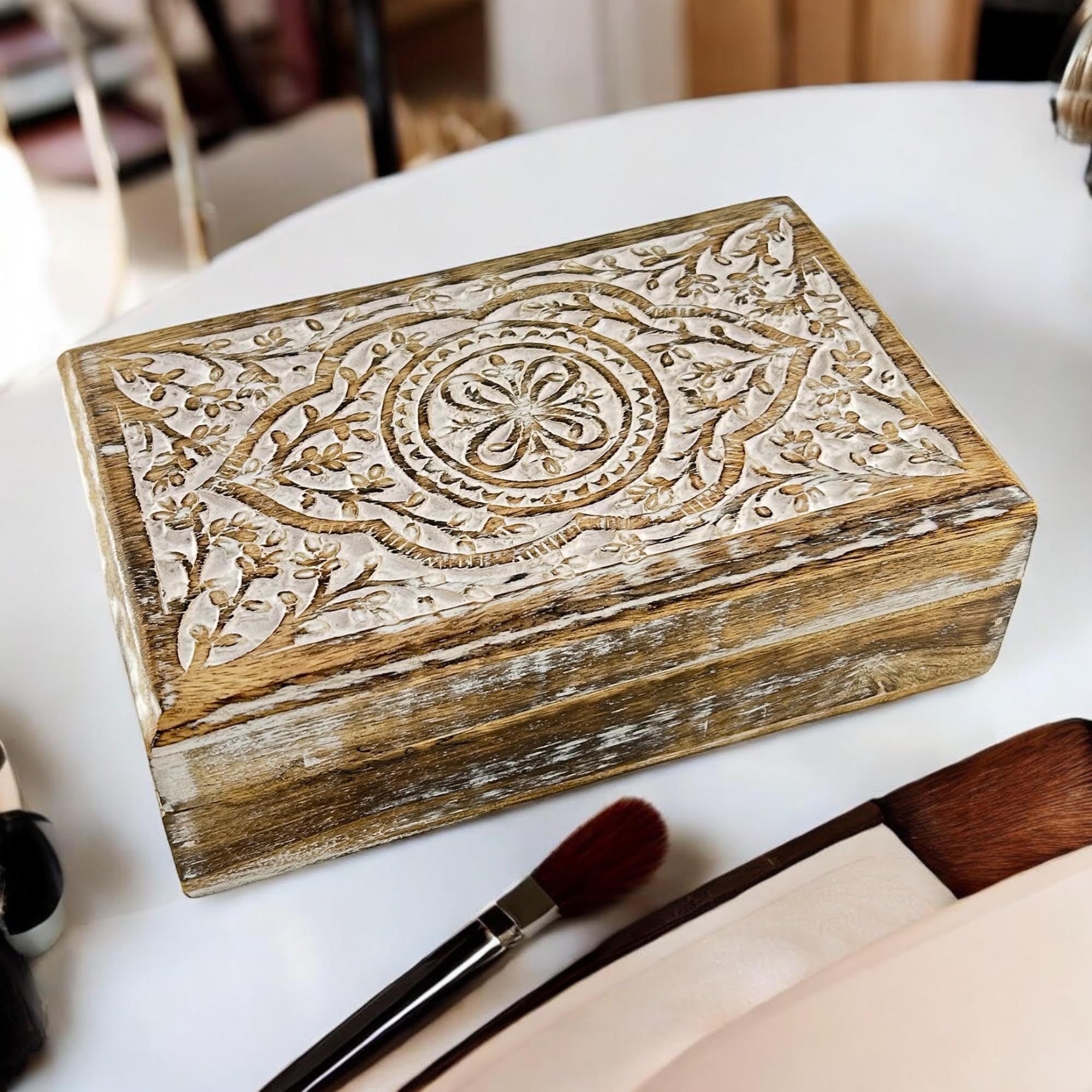 Joyero de madera de alta calidad con diseño floral de mariposa, caja de joyería para damas, aspecto antiguo, tradicionalmente hecho a mano, accesorios de decoración del hogar, regalo ideal