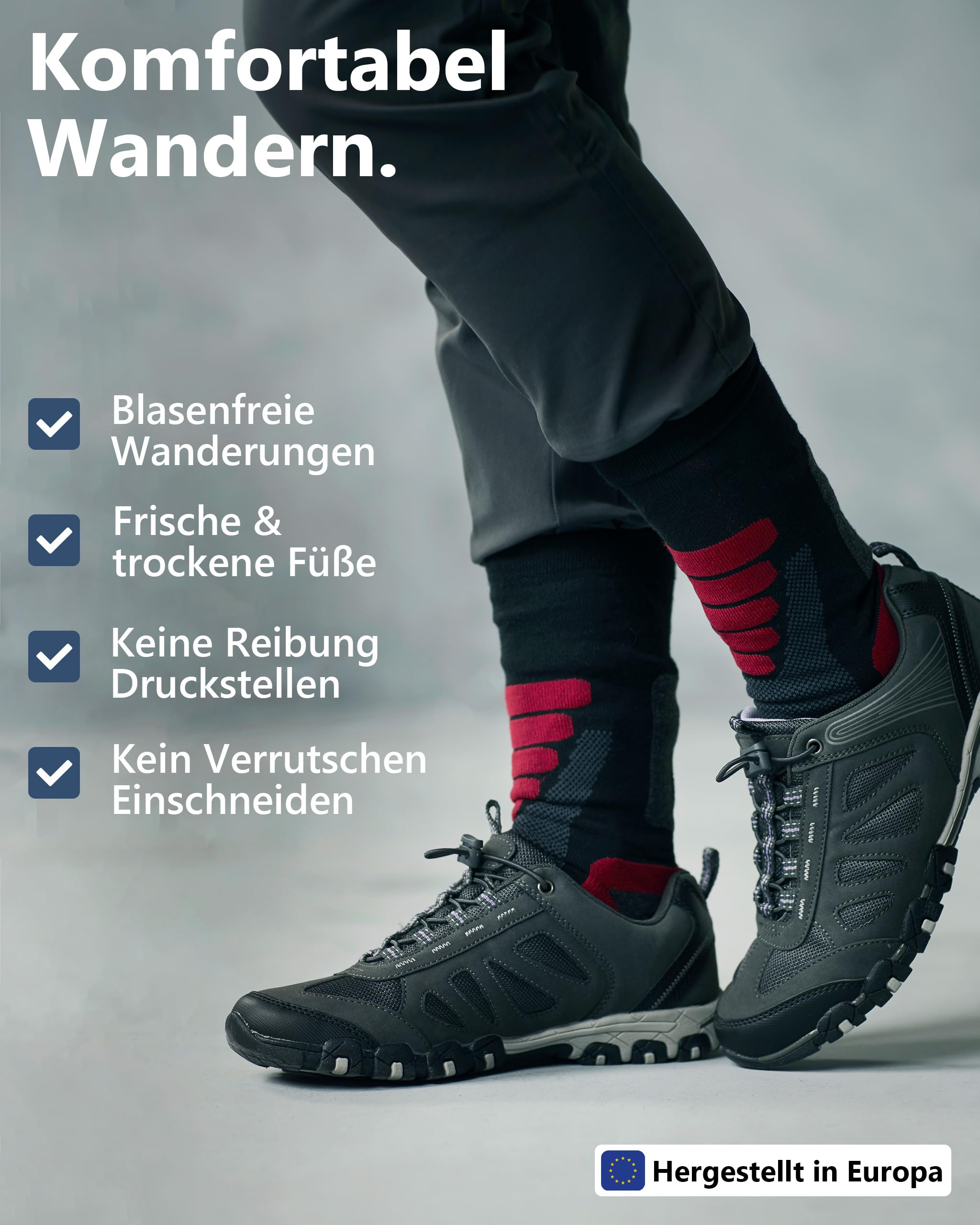 Lot de 2/4/6 paires de chaussettes de randonnée avec rembourrage anti-bulles pour homme et femme, 6 paires (multicolore), 39-42