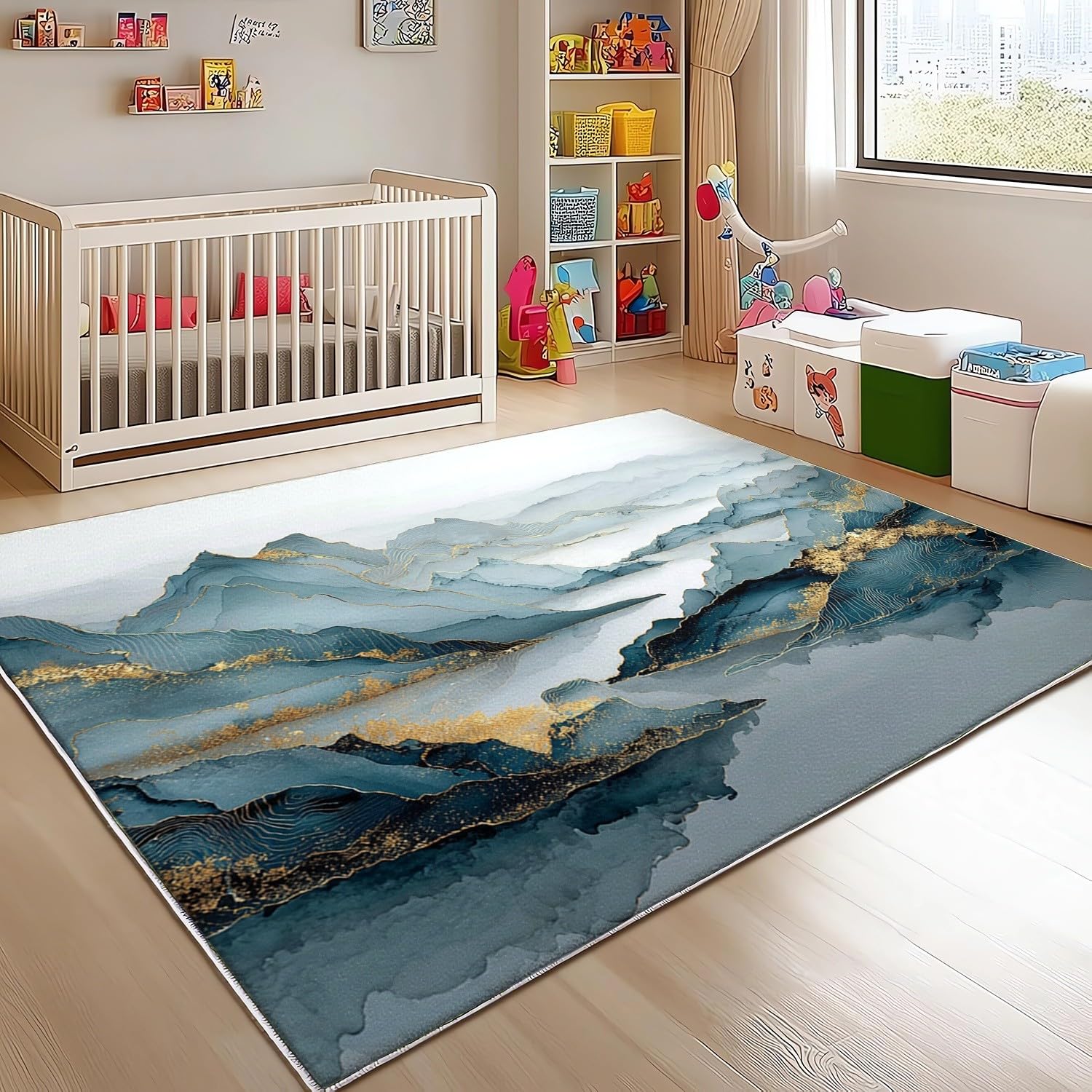 Genérico Flanelowe antypoślizgowe dywaniki do pokoju 160 x 230 cm szary miękki nieblaknący dywan, chiński obraz tuszem dywaniki do wnętrz do salonu, sypialni, jadalni