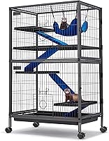 HABUTWAY 50"H Metal Chinchilla Ferret Cage: Rolling Critter Nation with 5 Tiers, Hammock, Ramps for Guinea Pigs Rabbits Rats