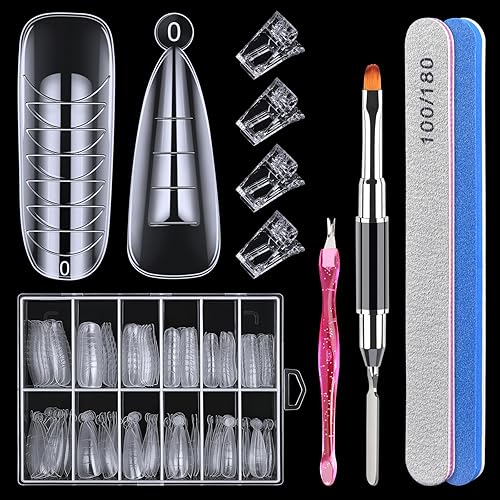 MORGLES - 144 formas de uñas, 2 tamaños de gel de extensión de polietileno de doble forma, formas de extensión de puntas de uñas de ataúd con moldes